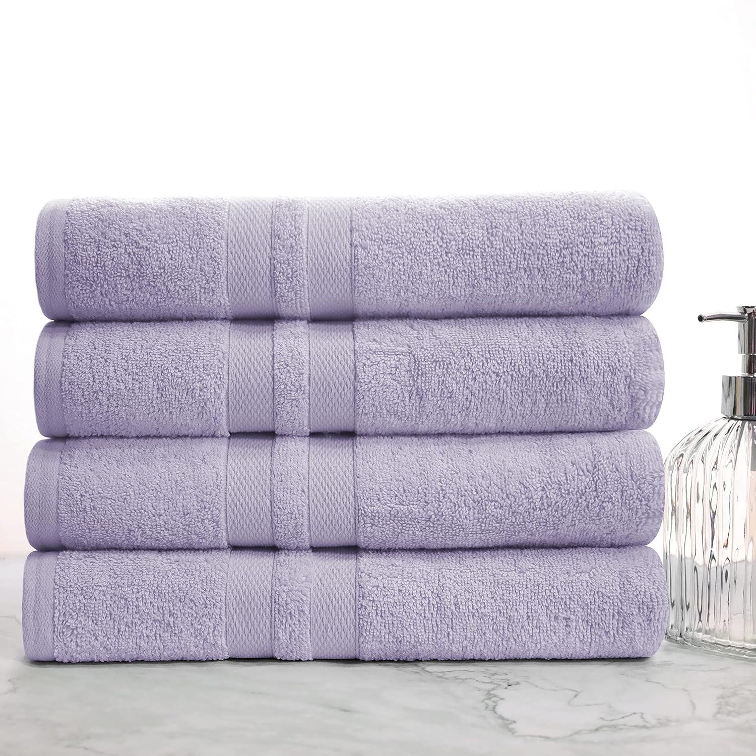 Superior Ultra Soft Cotton Solid 4-Piece Bath Towel Sets, Wisteria