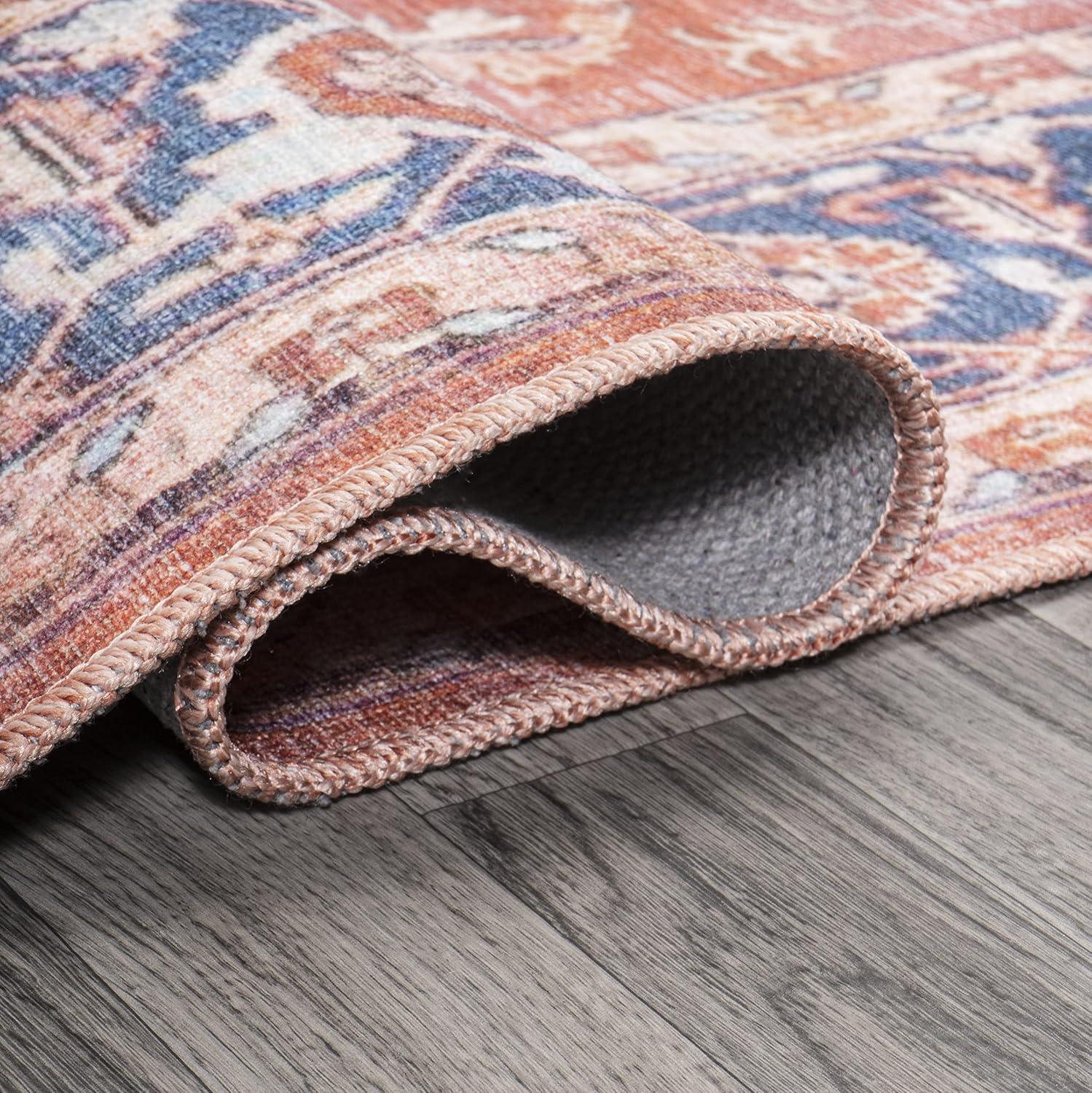 5' x 8' Maris Ornate Medallion Machine Washable Indoor/Outdoor Area Rug, Orange/Cream - JONATHAN Y