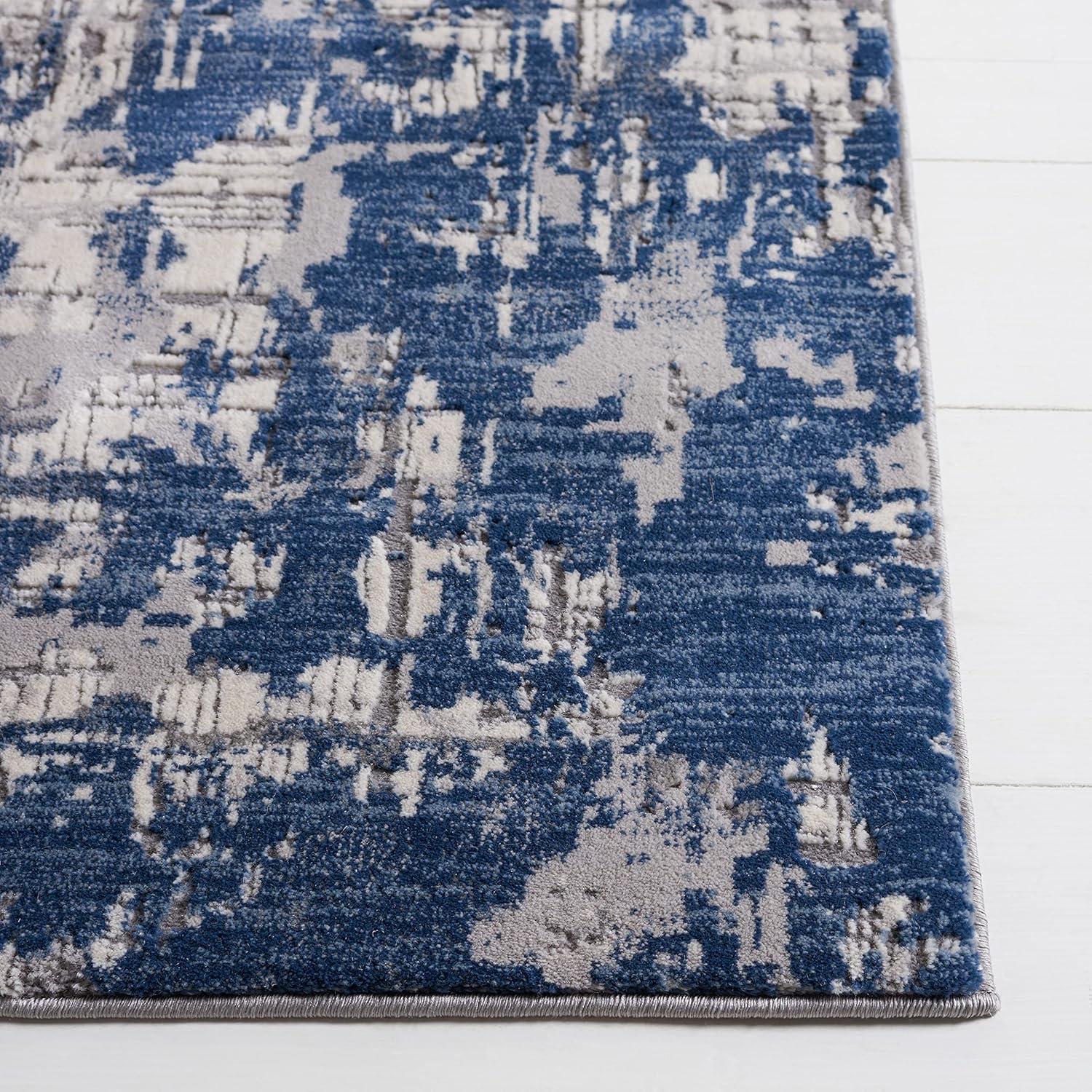 SAFAVIEH Meadow Bairre Abstract Area Rug, Ivory Grey/Blue, 6'7" x 9'