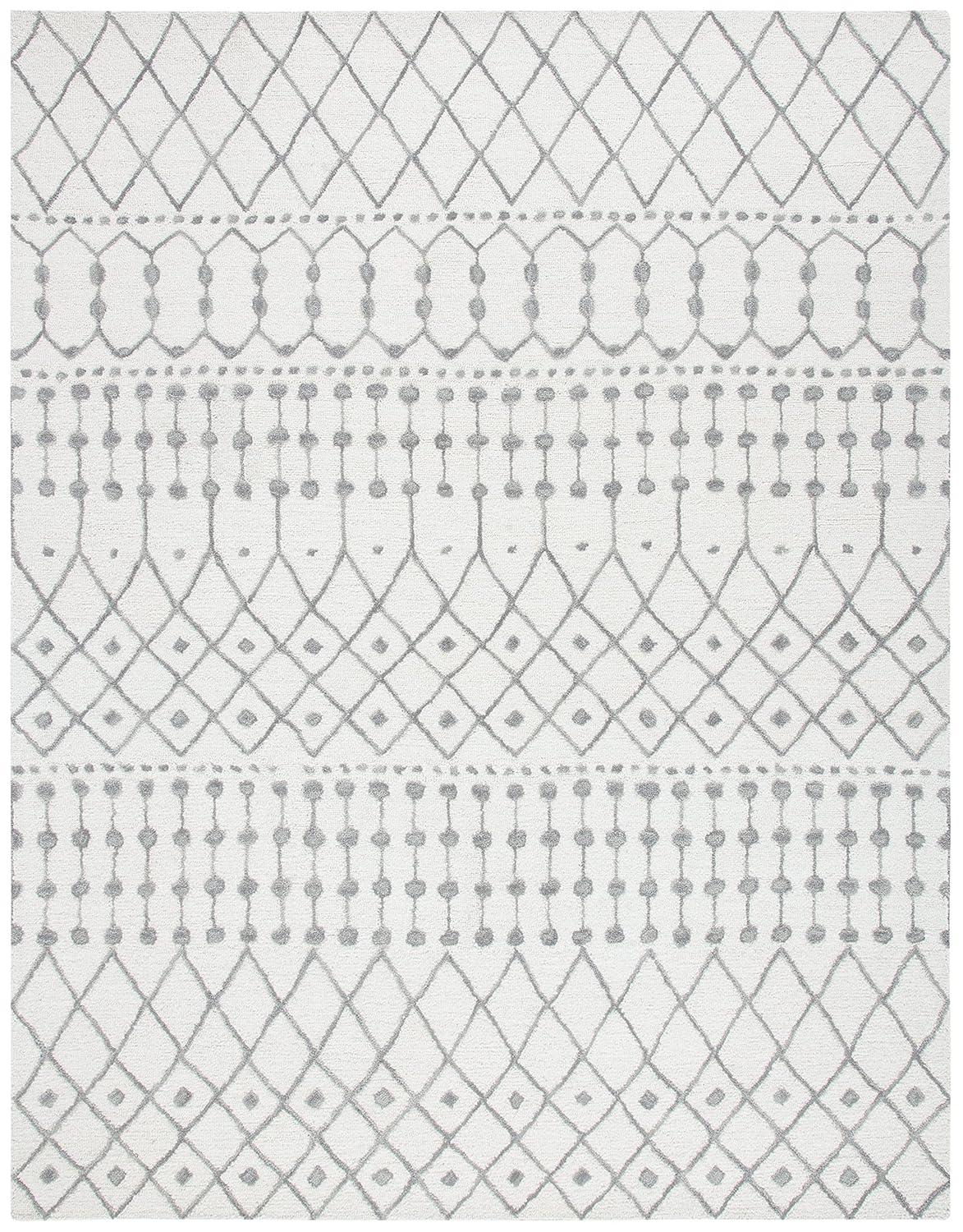 SAFAVIEH Blossom Aspen Geometric Wool Area Rug, Ivory/Grey, 10' x 14'