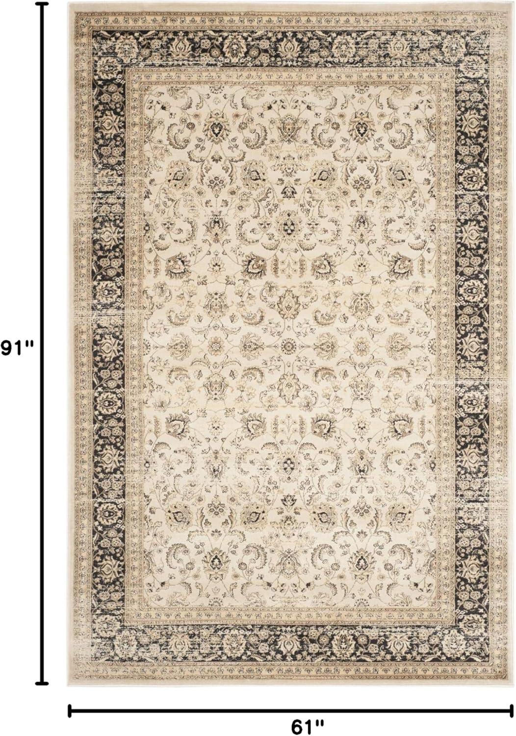 SAFAVIEH Vintage Roseann Traditional Area Rug, Ivory/Black, 5'1" x 7'7"