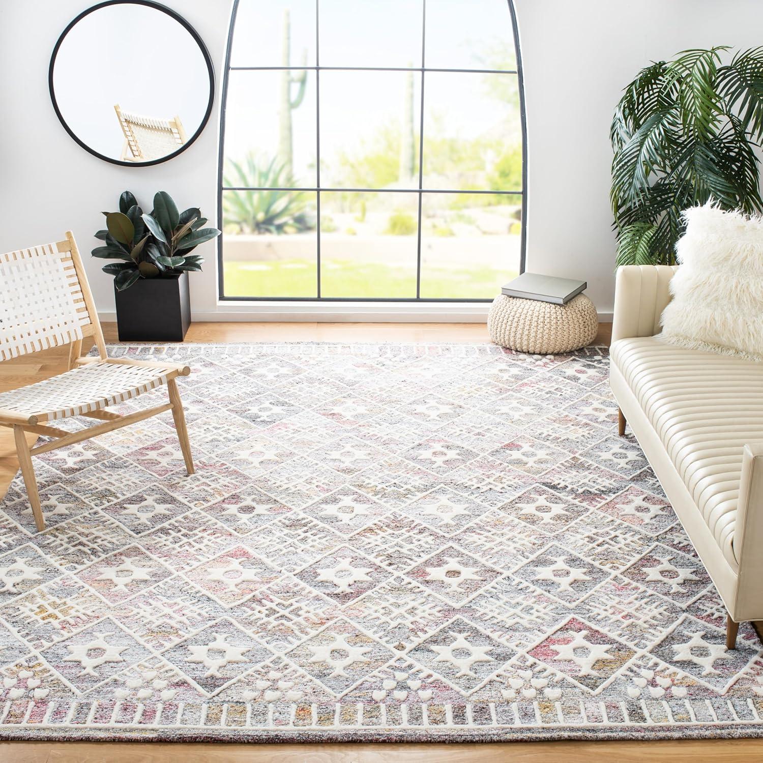 Roslyn ROS803 Hand Tufted Area Rug - Red/Ivory - 8'x10' - Safavieh.
