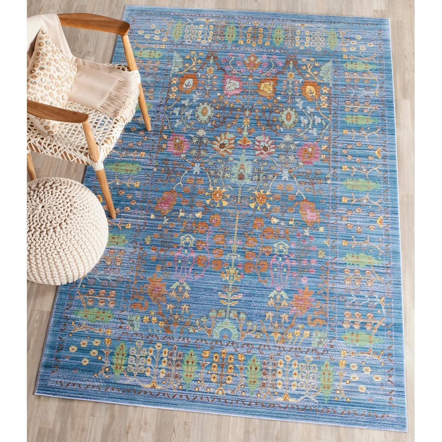 SAFAVIEH Valencia Collection 9' x 12' Blue/Multi VAL108M Boho Chic Distressed Area Rug