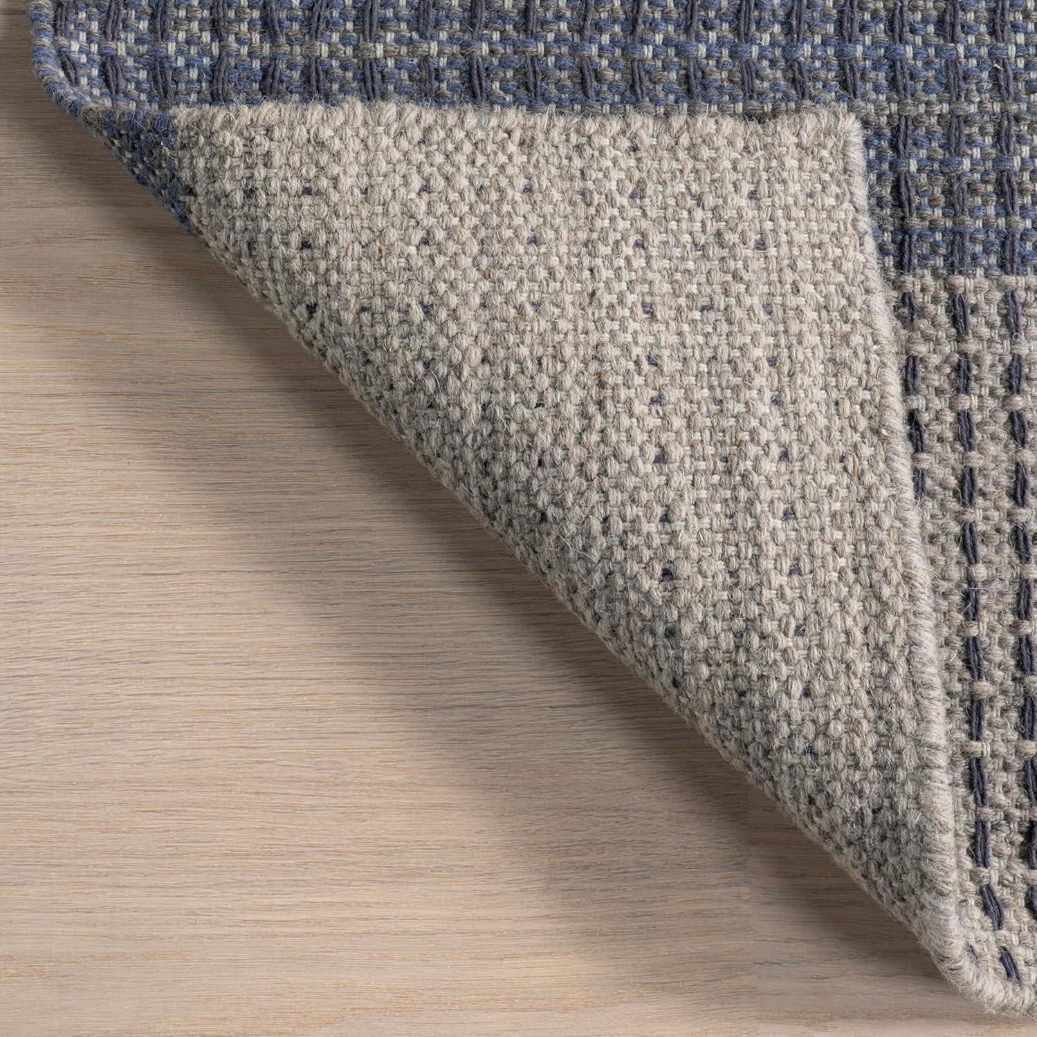 Portland Plaid Wool Blue 8 ft. x 10 ft. Indoor/Outdoor Patio Rug