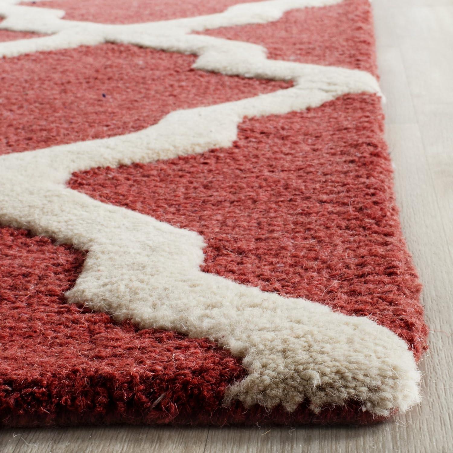 SAFAVIEH Cambridge Liam Geometric Wool Runner Rug, Rust/Ivory, 2'6" x 12'