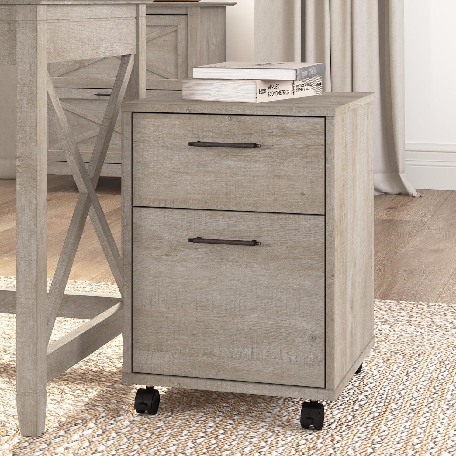 Bush Furniture Key West Mobile File Cabinet, 2 Drawer, Washed Gray