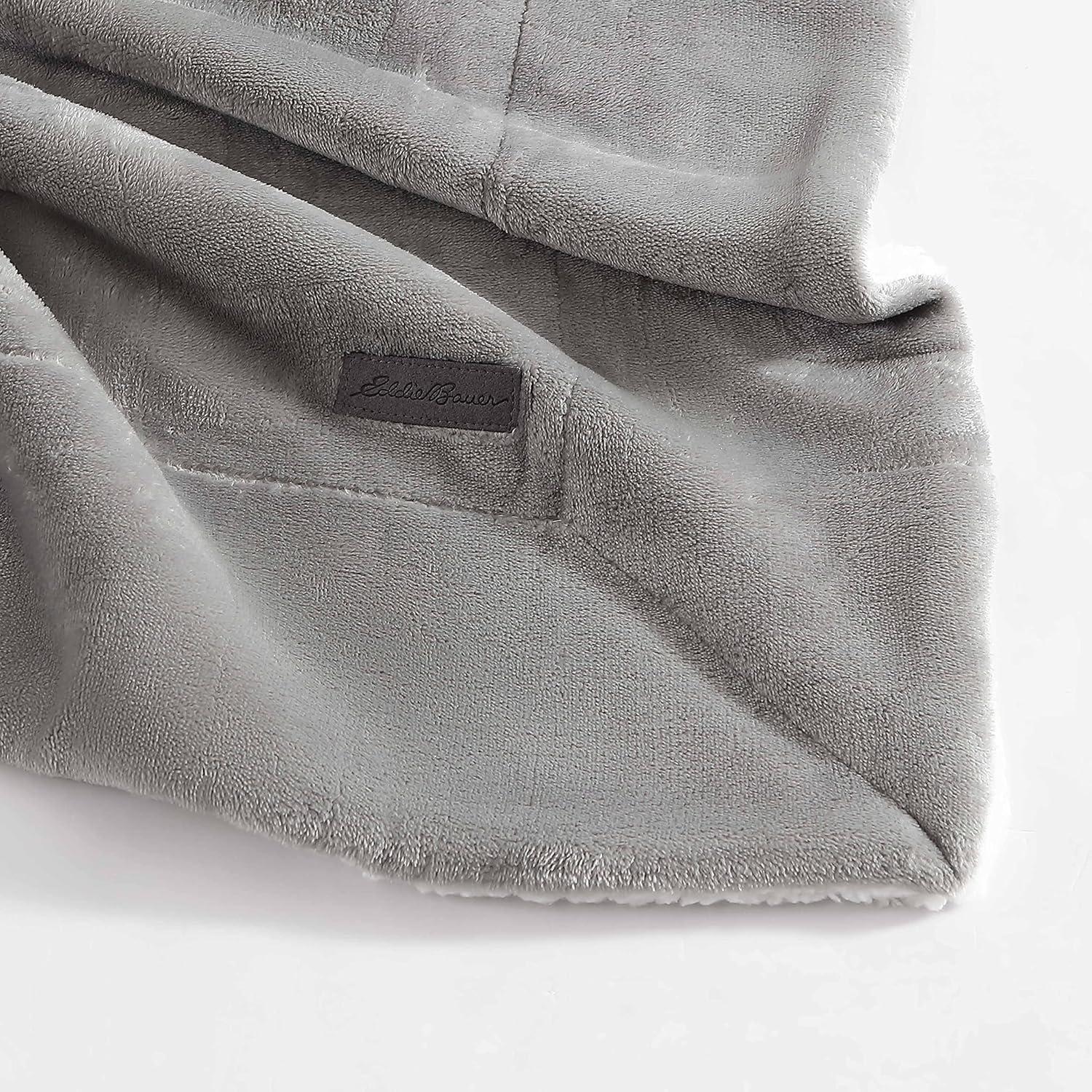 Twin Gray Fleece Sherpa Reversible Blanket