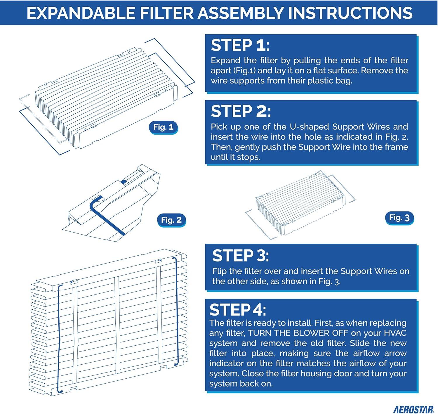 Aerostar MERV 13 Collapsible Replacement Filter for Aprilaire 213, 2-Pack