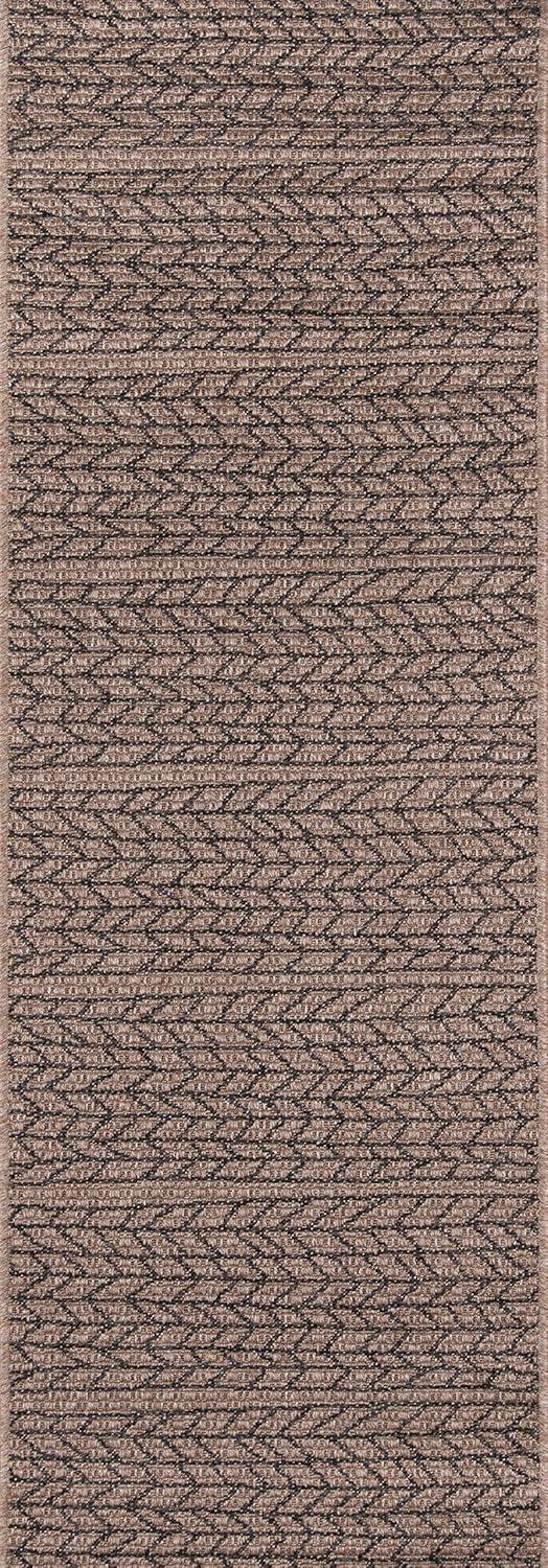 2'x6' Runner Como Ace Rug Tan - Momeni: Modern Geometric Indoor/Outdoor Medium Pile, All-Weather Design