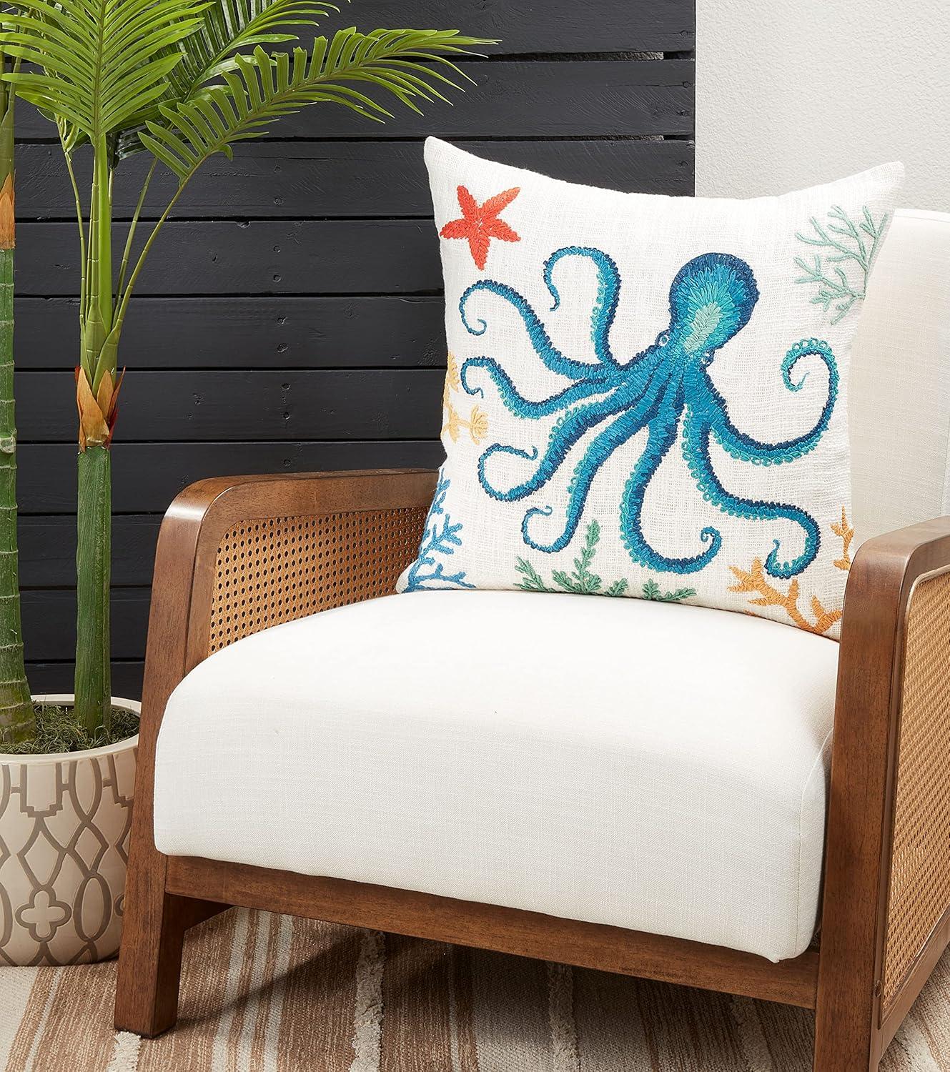 Saro Lifestyle Down-Filled Octopus Design Throw Pillow