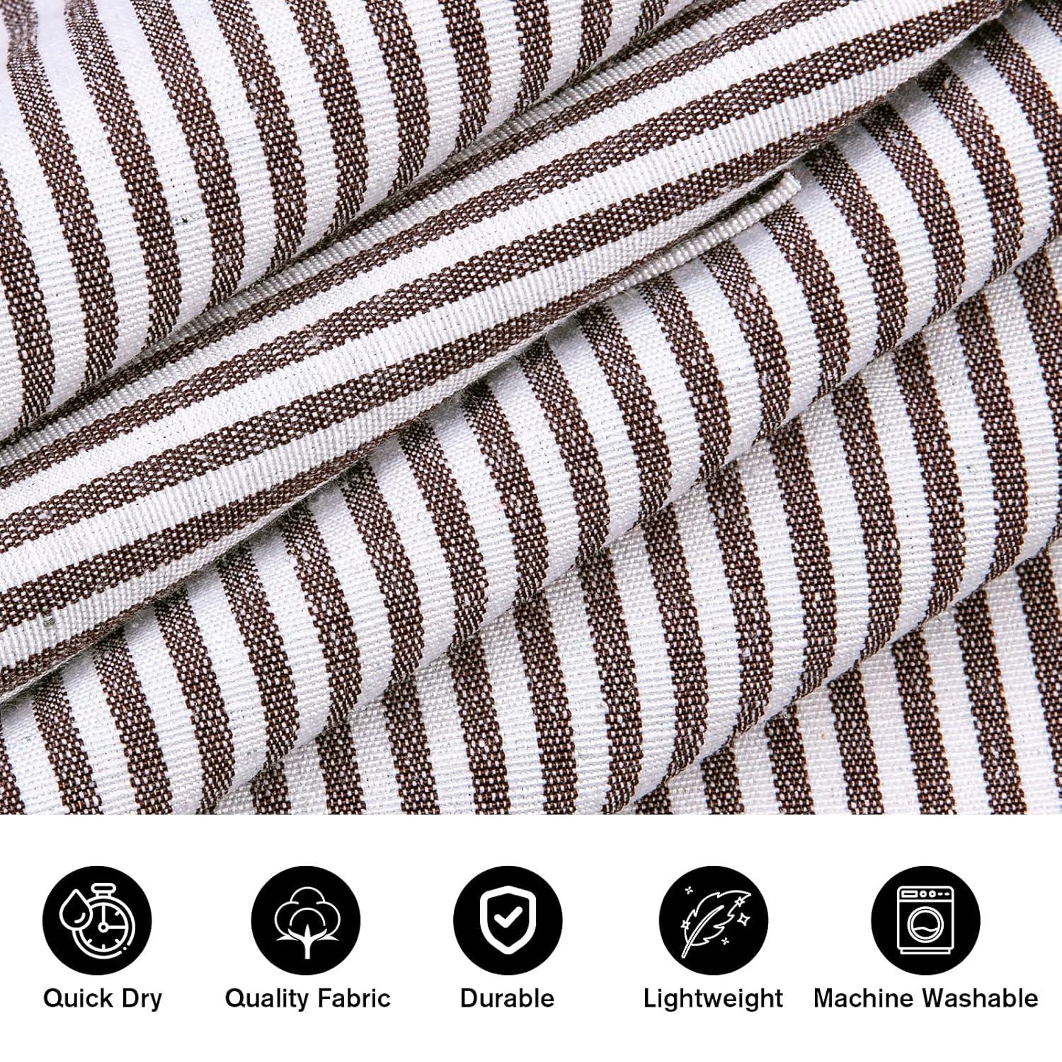 NLUS 2 Pack Cooking Aprons for Women Men with 2 Pockets, 29.5" x 26.8" (Black/Brown Stripes)