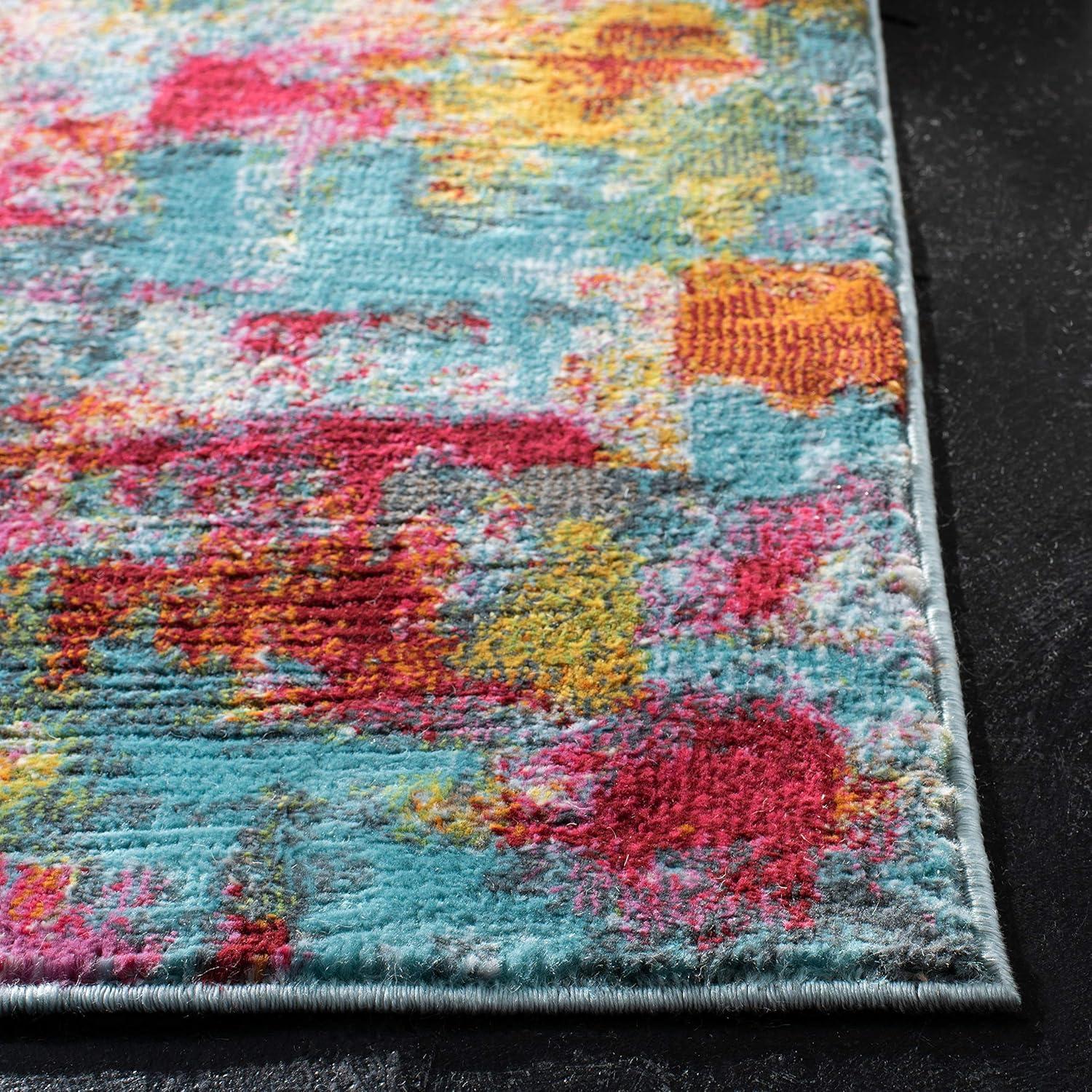 Aqua Fuchsia Hand-Knotted 4' x 6' Luxor Viscose Area Rug