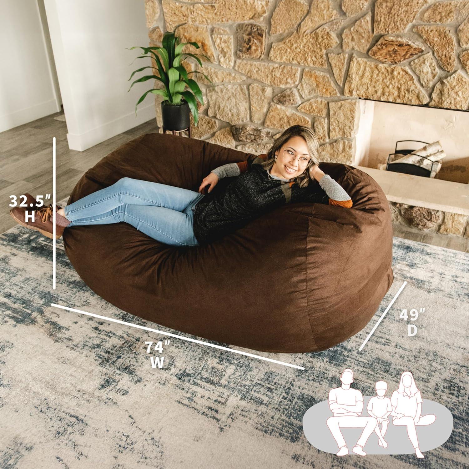 Big Joe Extra Large Memory Foam Bean Bag Sofa with Soft Removable Cover