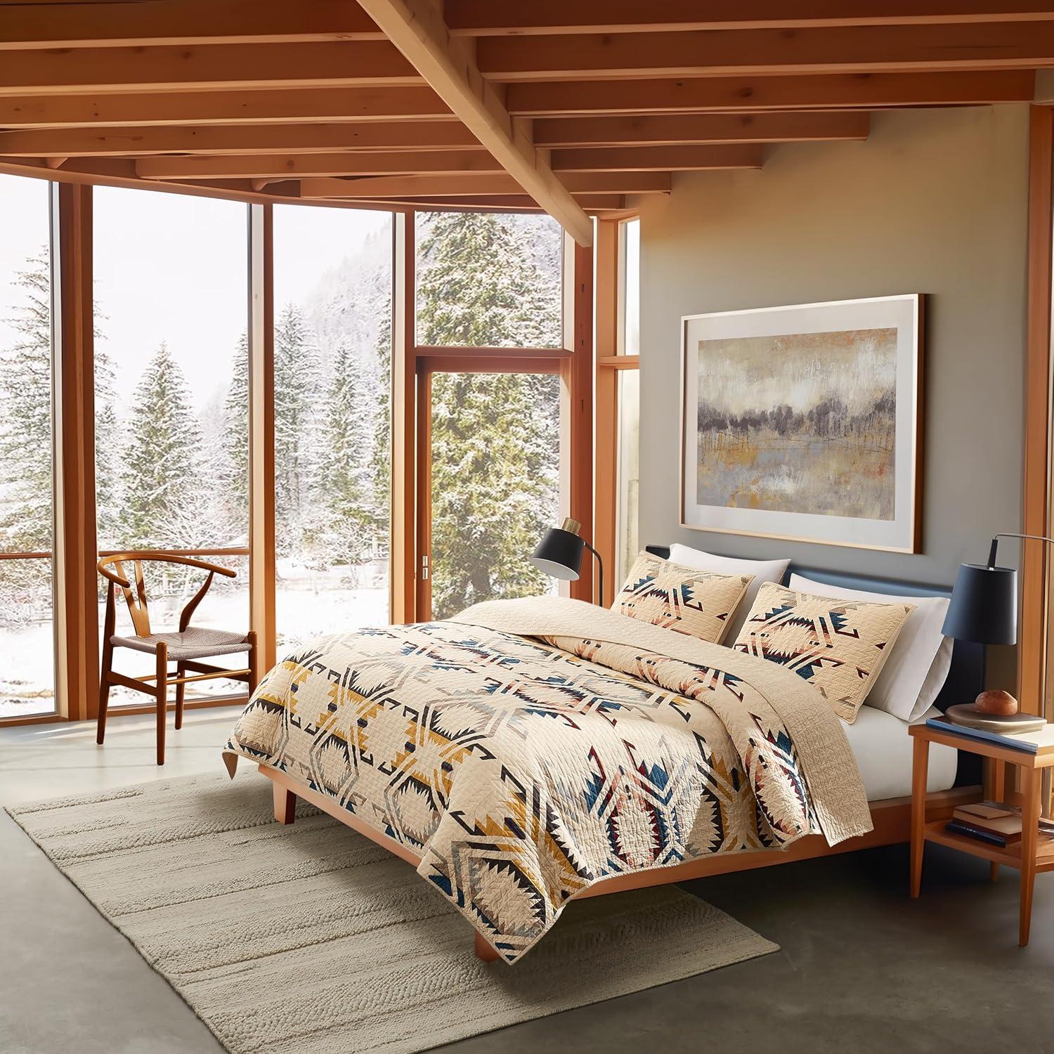 King Organic Cotton Reversible White Quilt Set