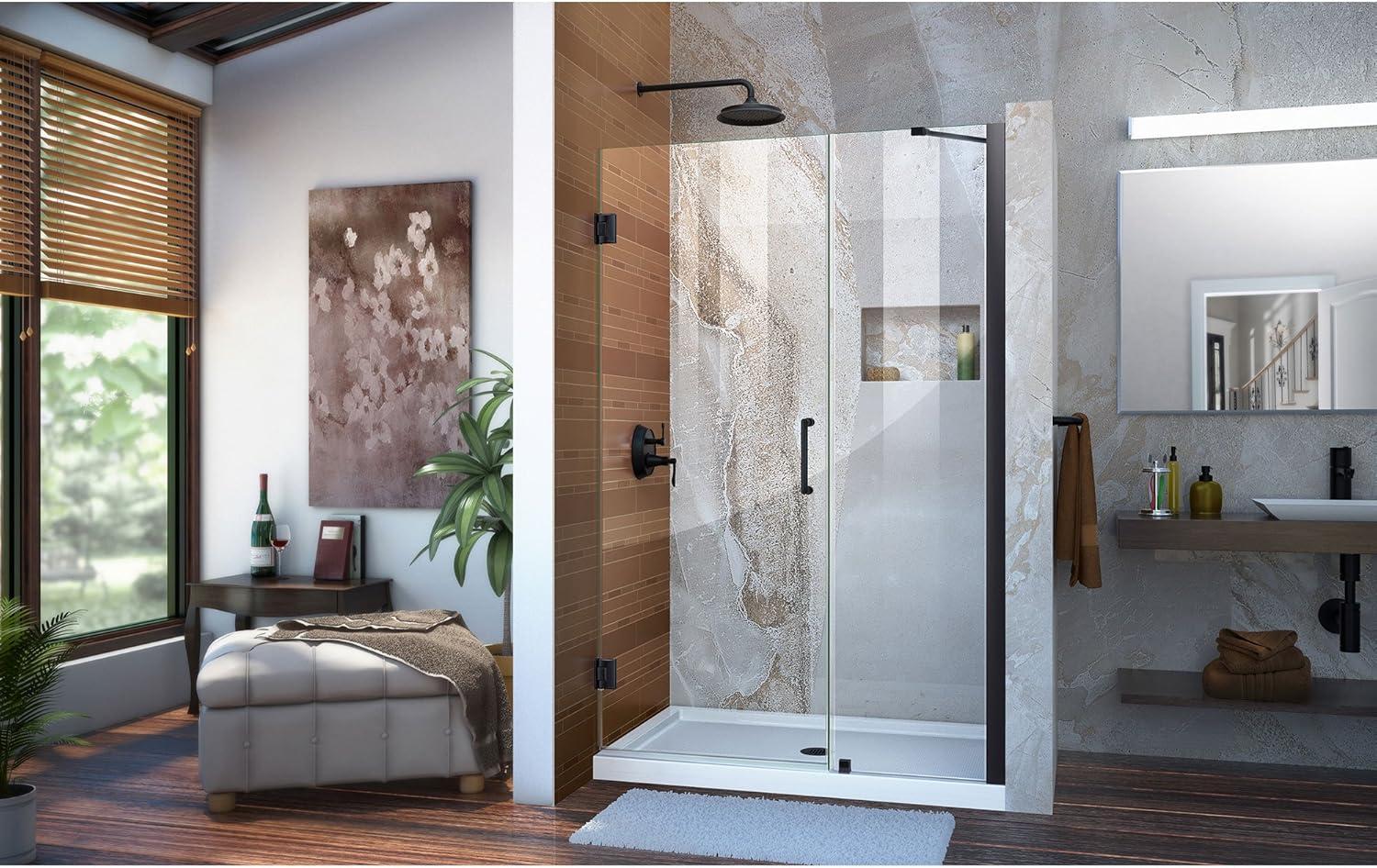 Unidoor 46" W x 72" H Hinged Frameless Shower Door