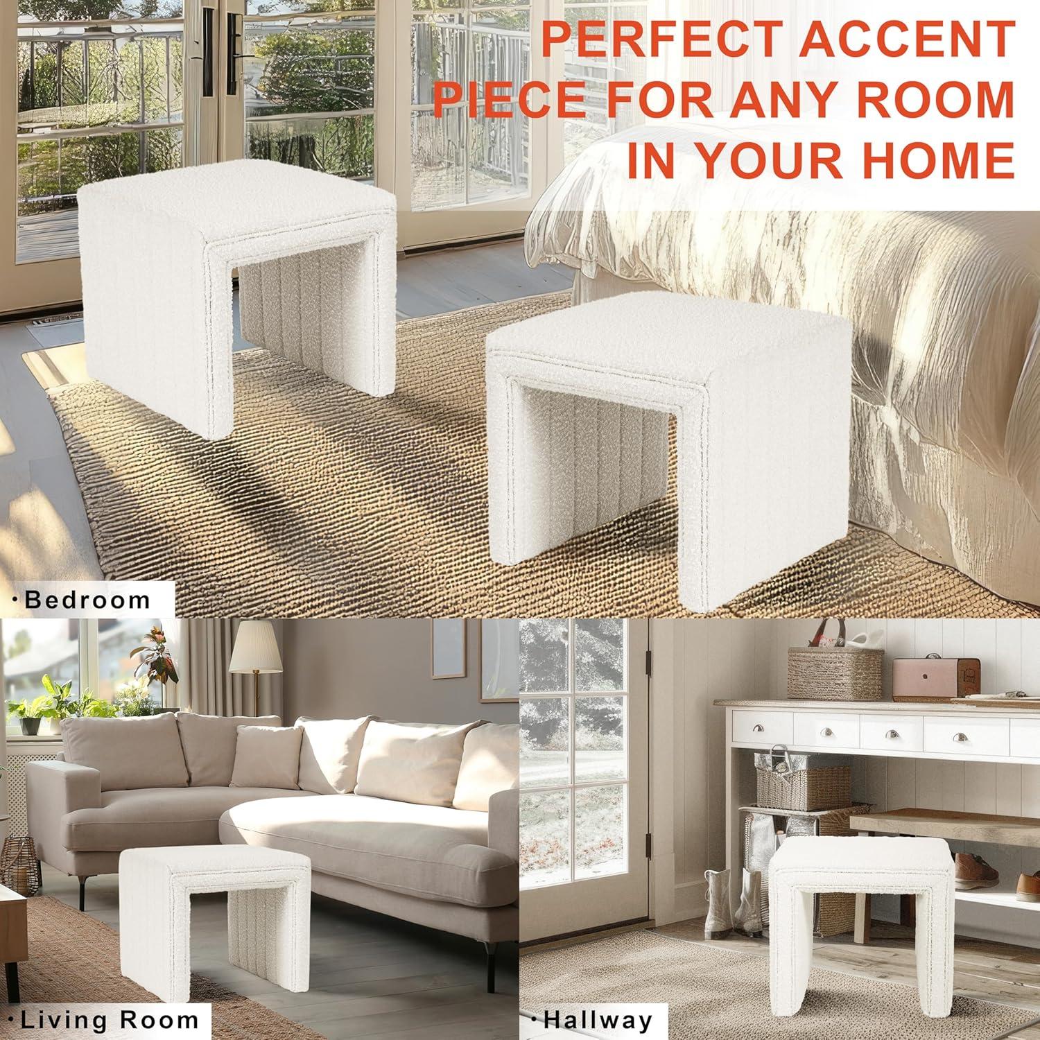 Hokku Designs Modern Channel Tufted Ottoman for Living Room & Bedroom