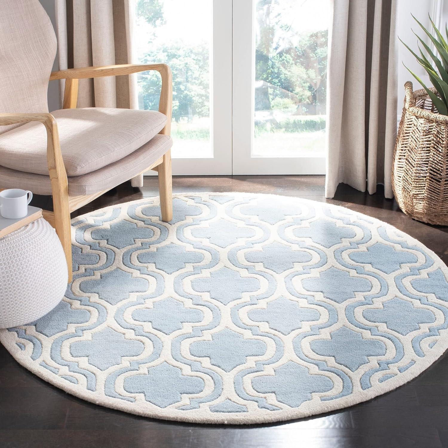 SAFAVIEH Chatham CHT727C Handmade Dark Blue / Ivory Rug