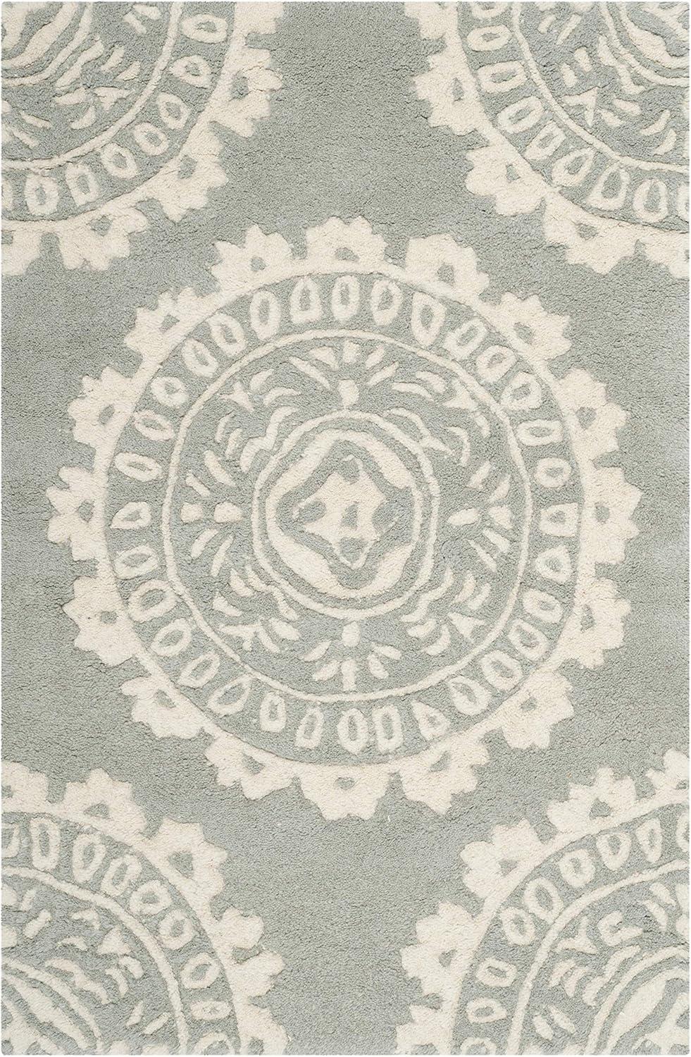 Gray Hand-Tufted Wool Rectangular Area Rug