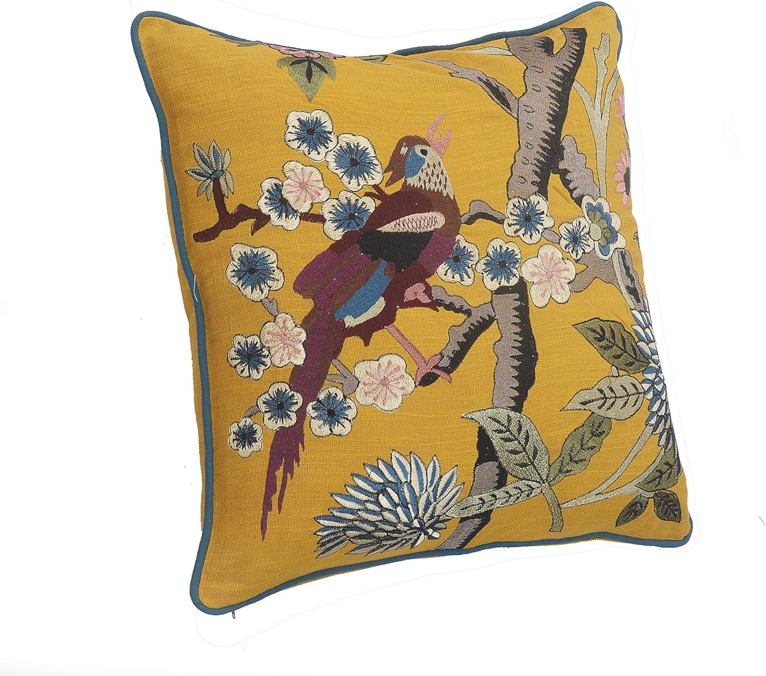 Maude Embroidered Cotton Throw Pillow