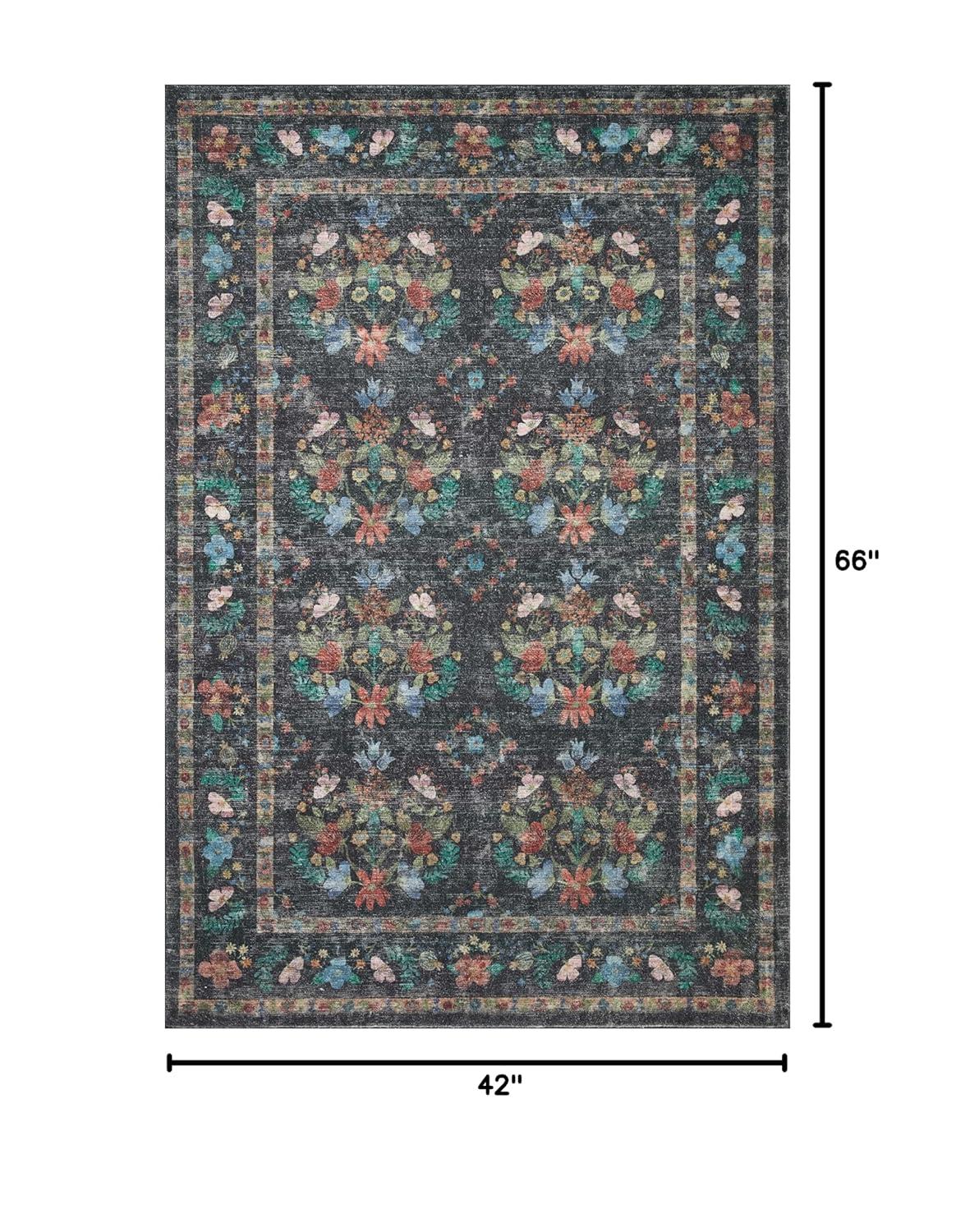 Rifle Paper Co. x Loloi Courtyard Charcoal Area Rug feat. CloudPile