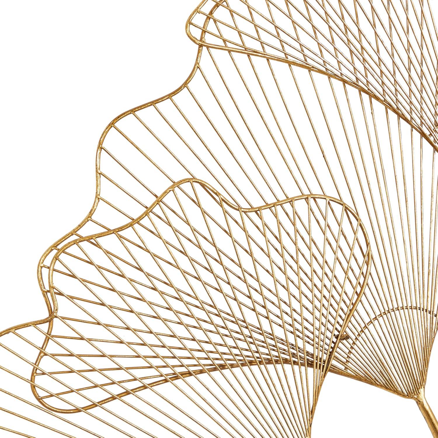 Elegant Gold Gingko Leaf Cluster Wall Sculpture, 38" x 34"