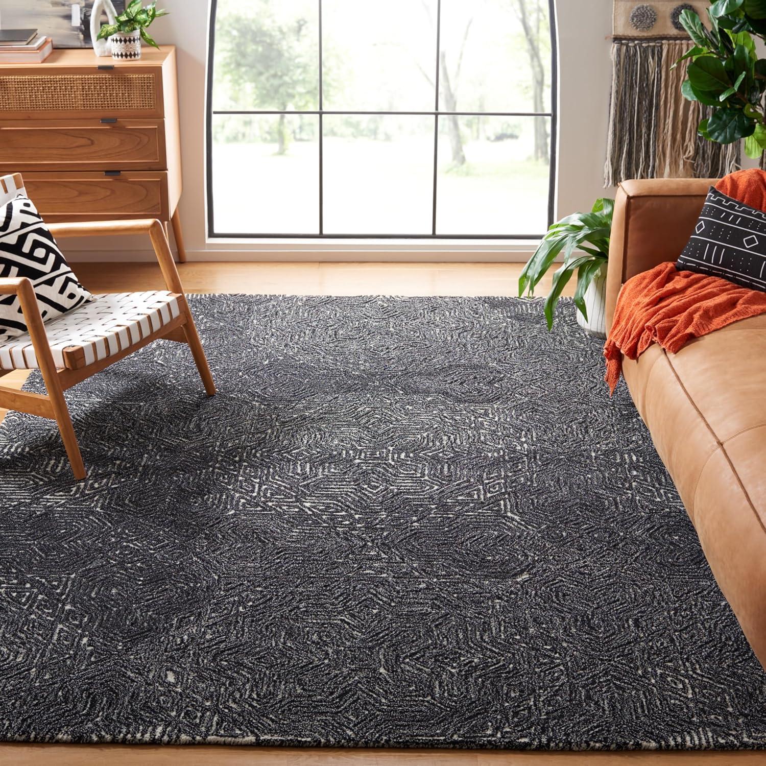 Micro-Loop MLP956 Hand Tufted Indoor Area Rug - Ivory/Black - 8'x10' - Safavieh