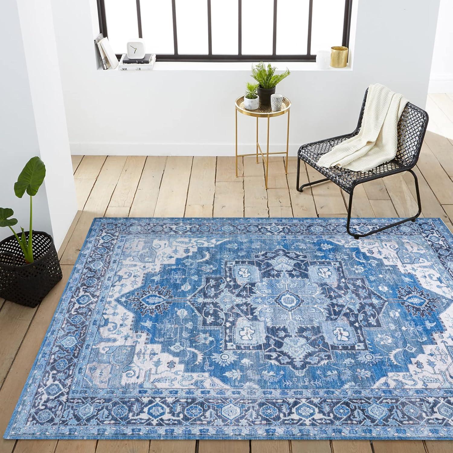 Maris Ornate Medallion Washable Area Rug - JONATHAN Y