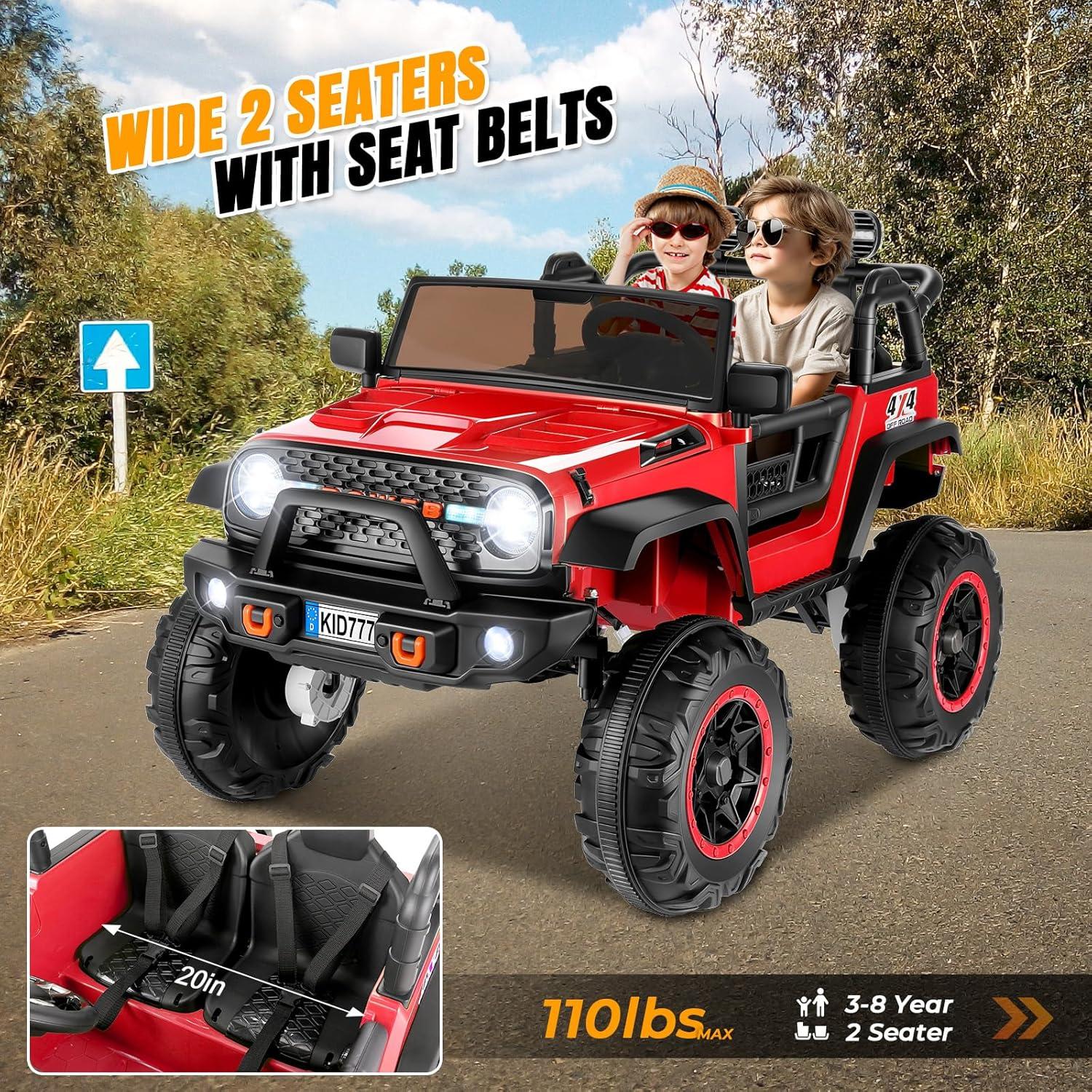 𝐆-𝐲𝐢𝐧𝐠 4WD 2 Seater Kids Ride on Car with Remote Control, 24V Electric Kids Jeep Vehicle Toys w/Bluetooth, MP3, USB, Music, Volume Adjustment, Light control & Power Display For Kids Age3