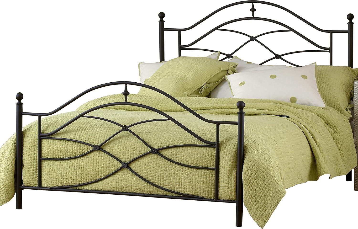 Cole King Size Metal Frame Bed with Double Arch Headboard in Black Twinkle