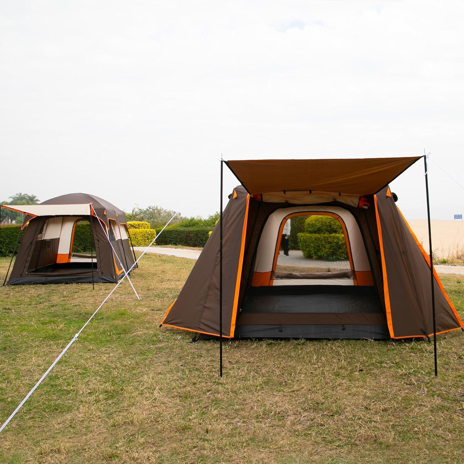 Large Gray and Orange Waterproof 6-Person Cabin Tent