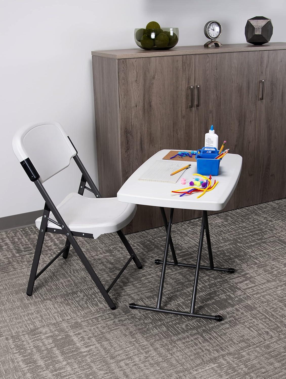 Iceberg Small Camping Personal Folding Table, Heavy Duty Utility Table, Adjustable Height, Platinum, 19.5” L x 30” W x 28" H