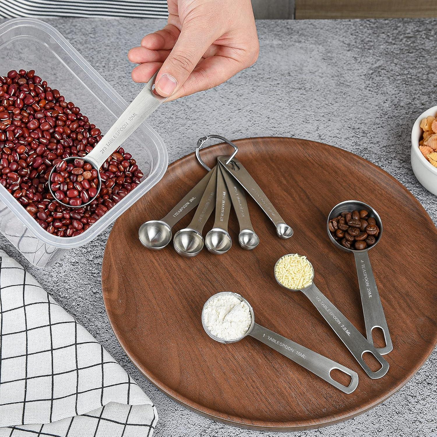 Measuring Cups and Spoons Set, Stainless Steel Measuring Cups Spoons Complete Set of 19pcs Professional Measurer Scoops Ingredients Liquid or Dry Heavy Duty Solid Measurment Cup