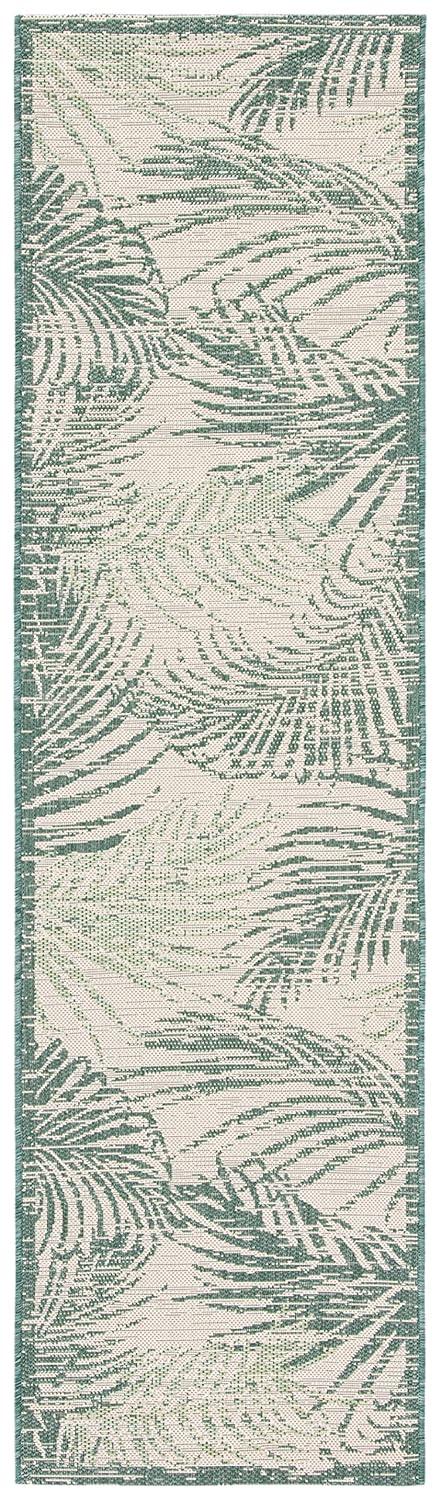 Courtyard CY7557 Power Loomed Indoor/Outdoor Runner Rug - Beige/Green - 2'3"x8' - Safavieh.