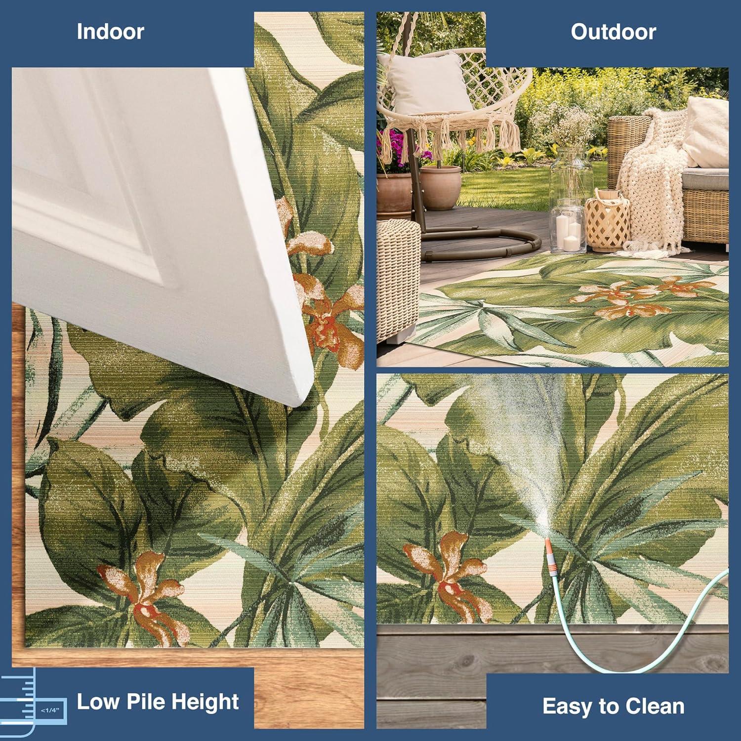 Liora Manne Marina Tropical Leaf Indoor/Outdoor Rug Cream 7'10" x 9'10"