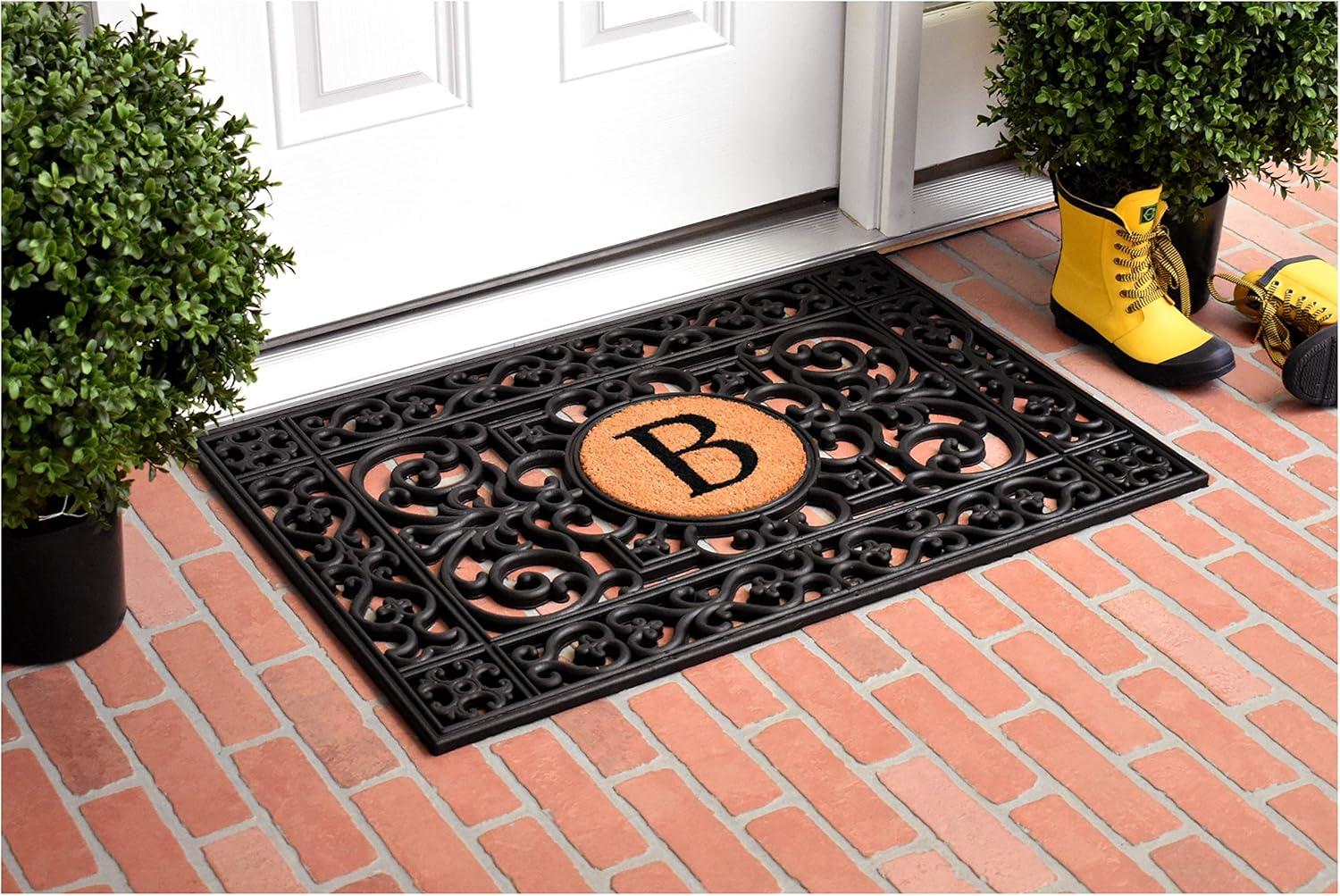 Elegant Monogram 24"x36" Personalized Rubber Outdoor Doormat