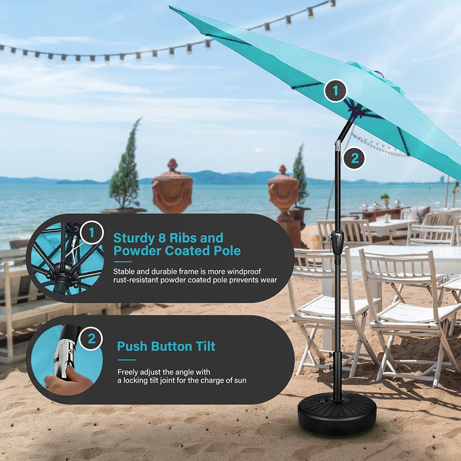 Simple Deluxe 9 ft Outdoor Patio Umbrella -Turquoise