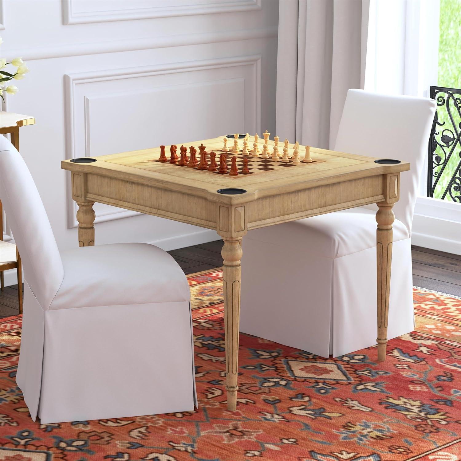 Antique Beige Multi-Game Card Table with Veneer Finish