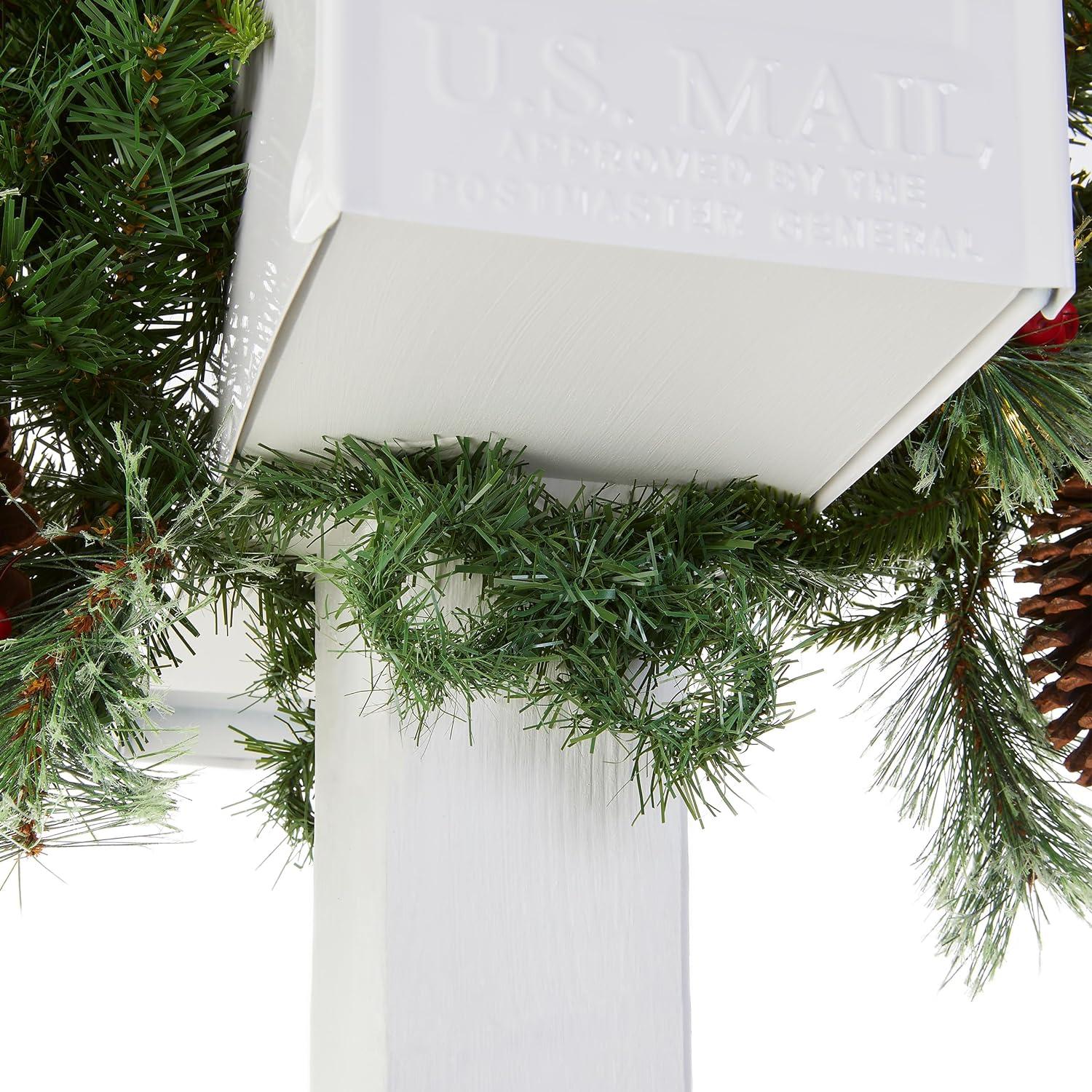 36" Colonial Mailbox Swag with Battery Operated Warm White LED Lights - National Tree Company