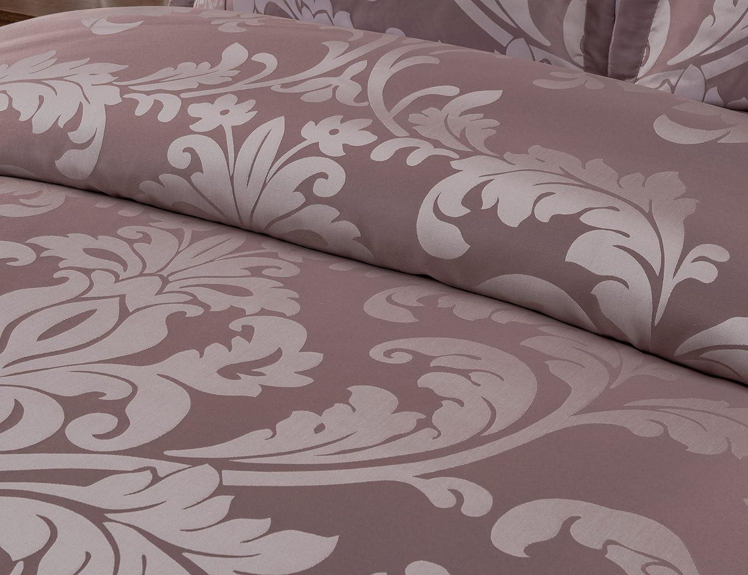 King Woodrose and Gray Jacquard Floral Comforter Set