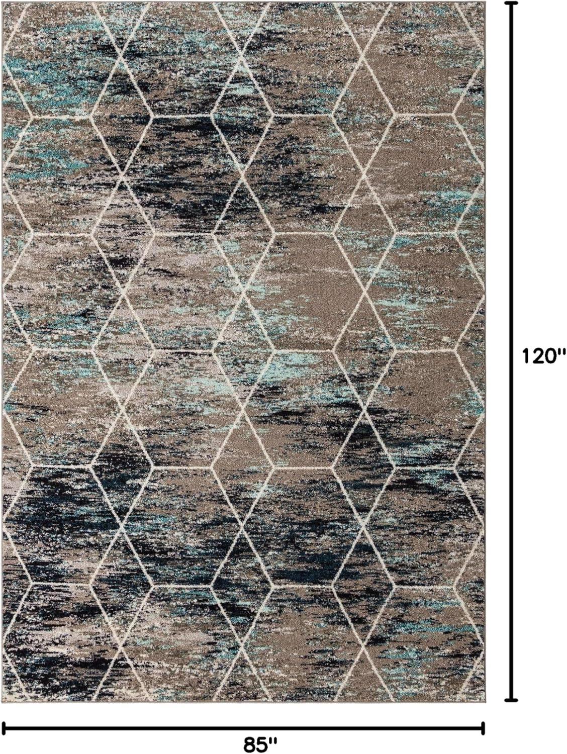 Unique Loom 7' 0 x 10' 0 Trellis Frieze Geometric Black Area Rug
