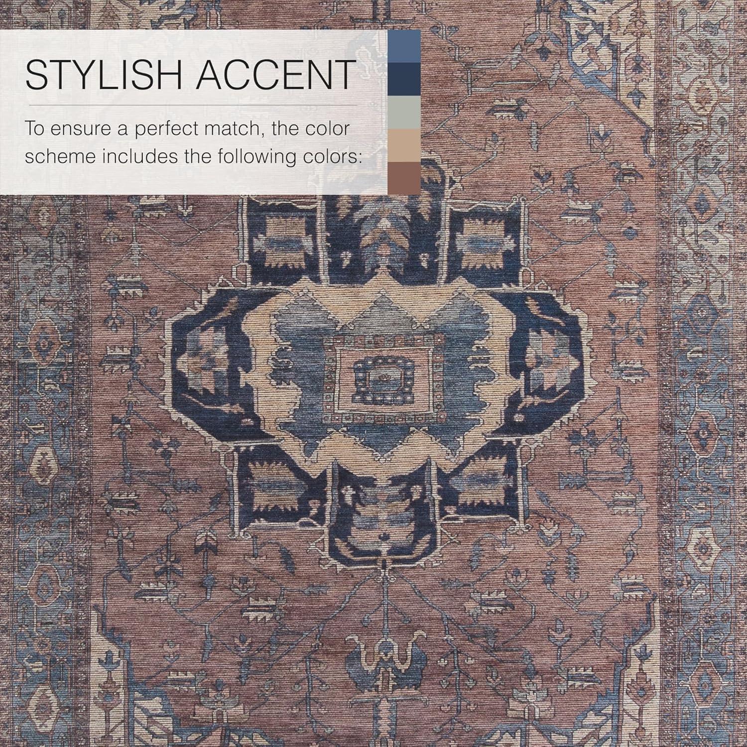 Jaipur Living Soft 8x10 Large Area Rug, Boho, Blue/Dark Brown
