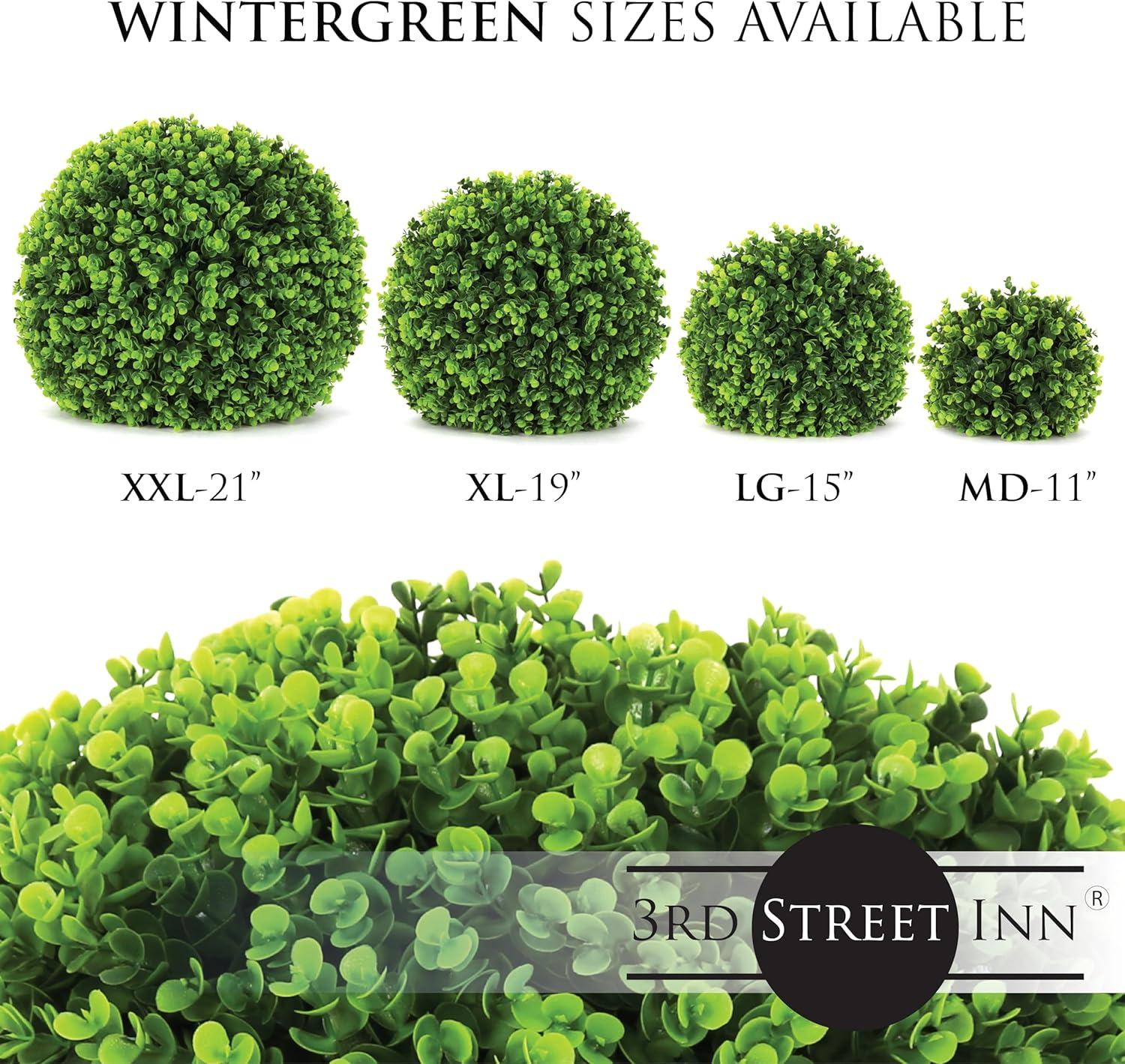 3rd Street Inn 15" Artificial Large Wintergreen Topiary Ball - 1 Pack