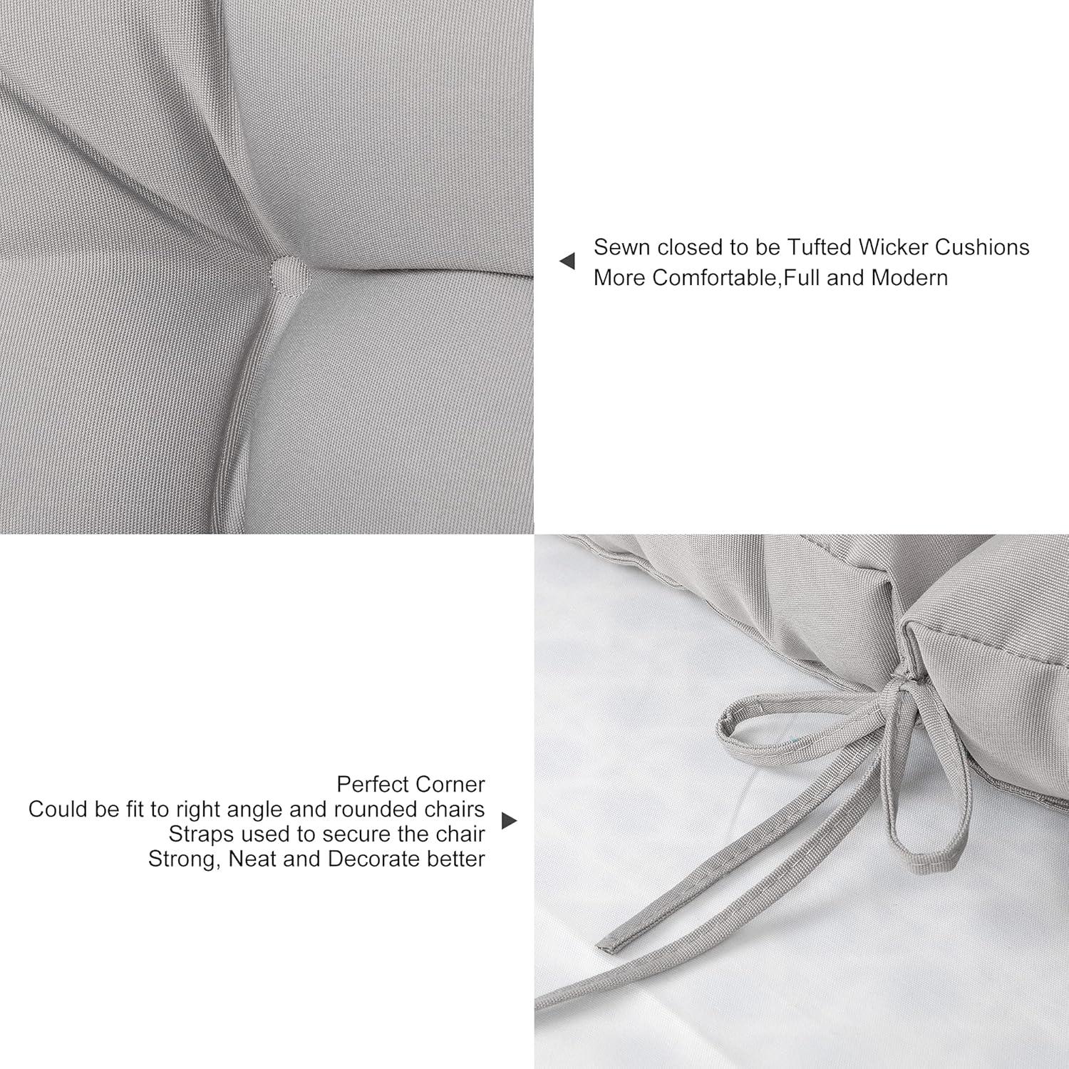 Outdoor Cushions Dinning Chair Cushions with back Wicker Tufted Pillow for Patio Furniture in Gray