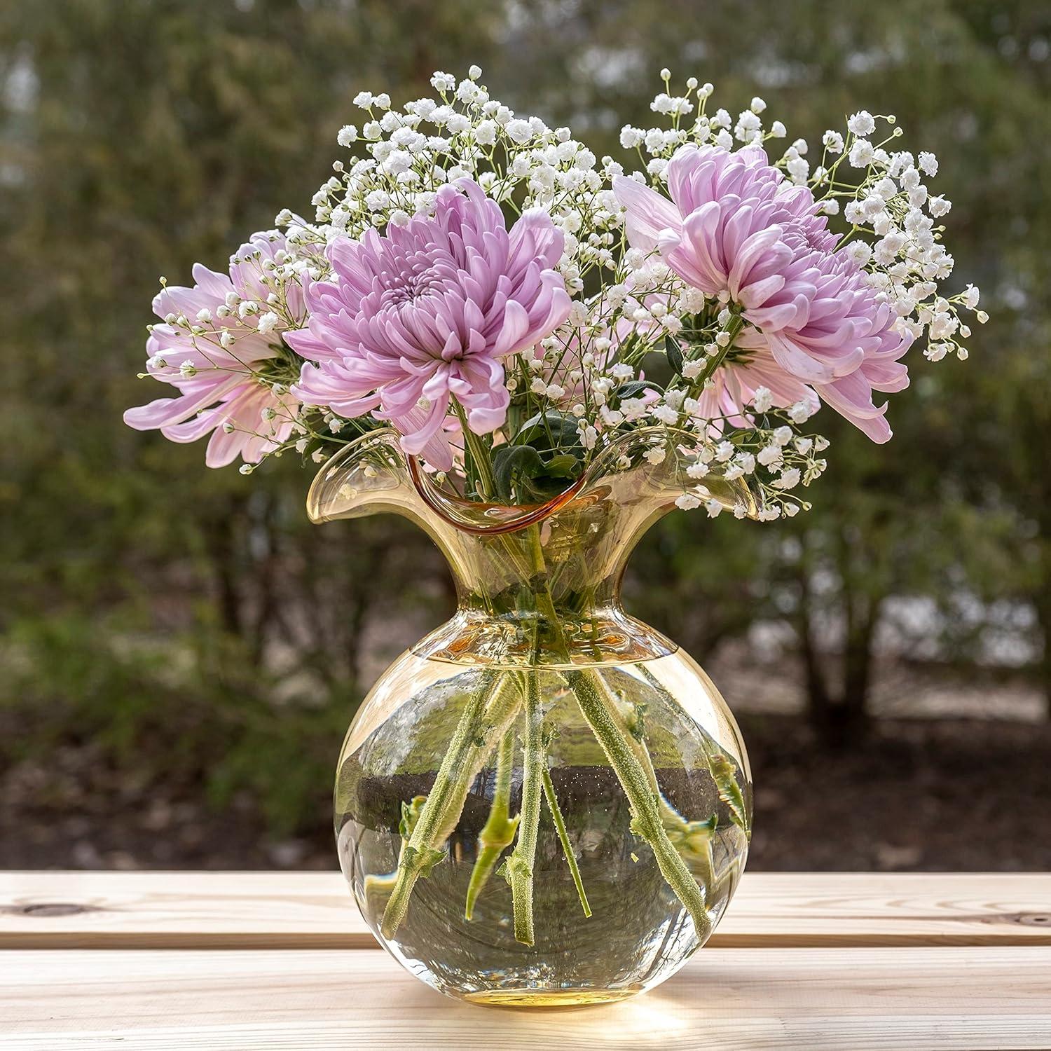 Amber Glass Medium Fluted Bud Vase