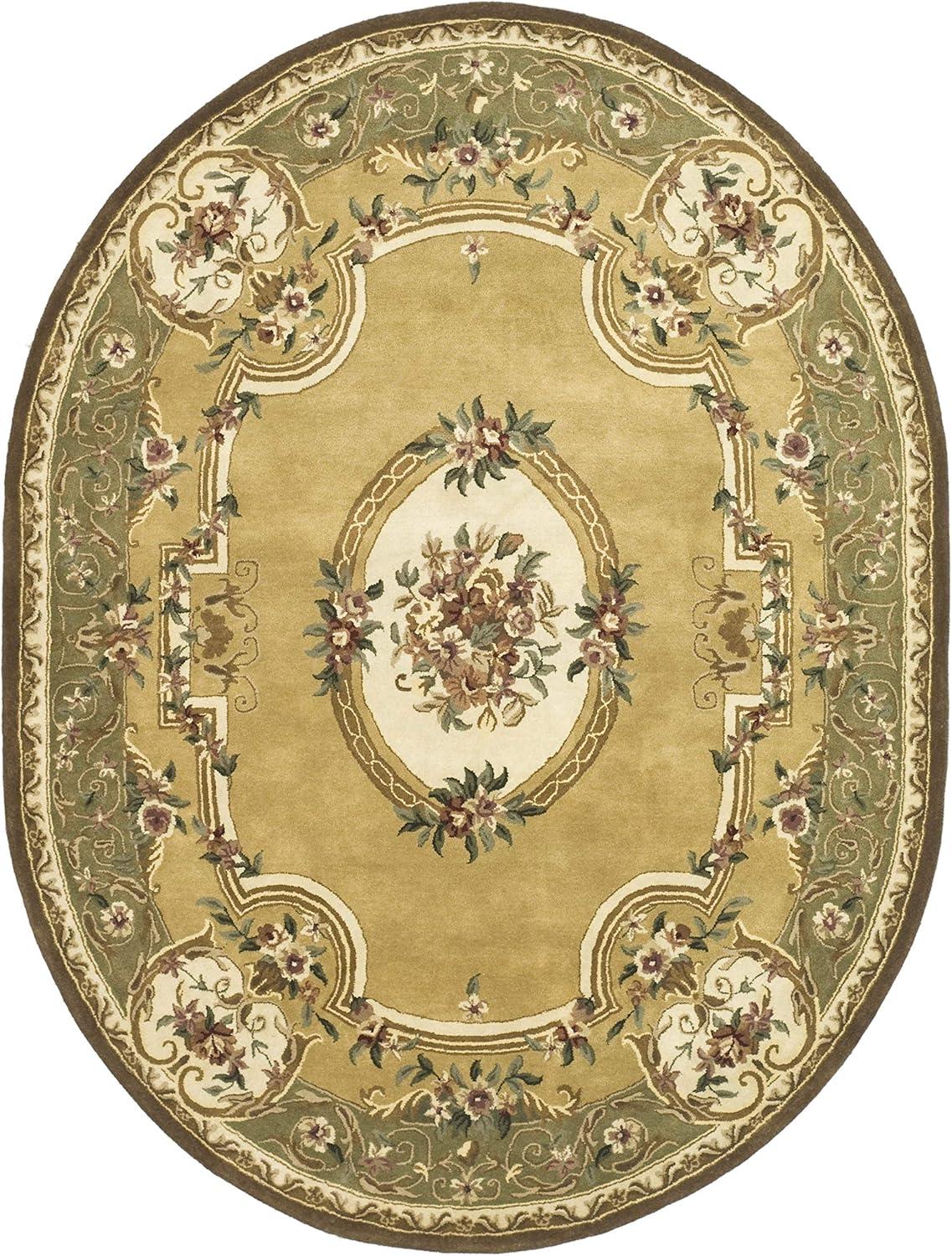 Classic CL280 Hand Tufted Area Rug - Light Gold/Green - 7'6"x9'6" Oval - Safavieh.