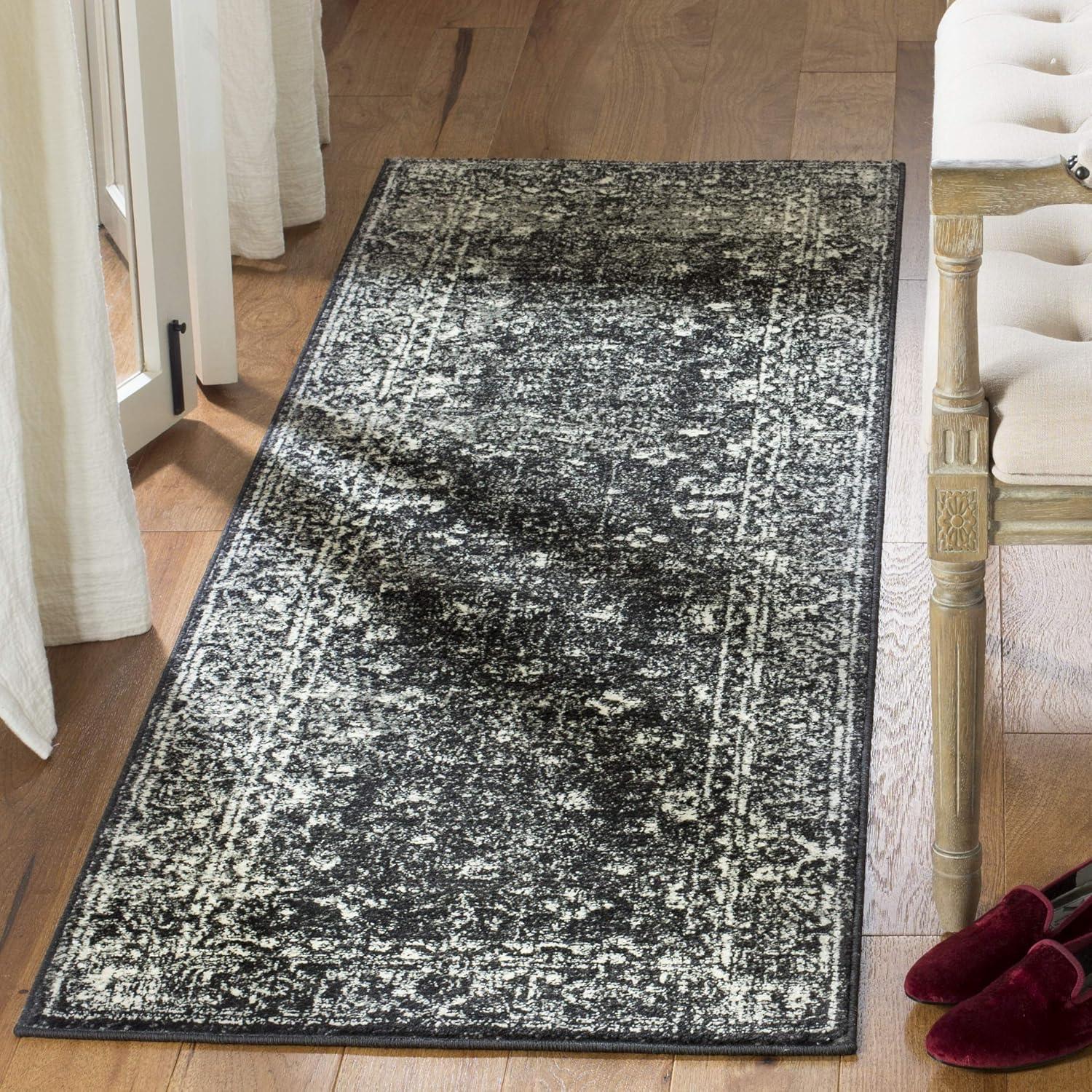 Charcoal & Ivory Synthetic Hand-Knotted Transitional Area Rug - 2'2" x 4'