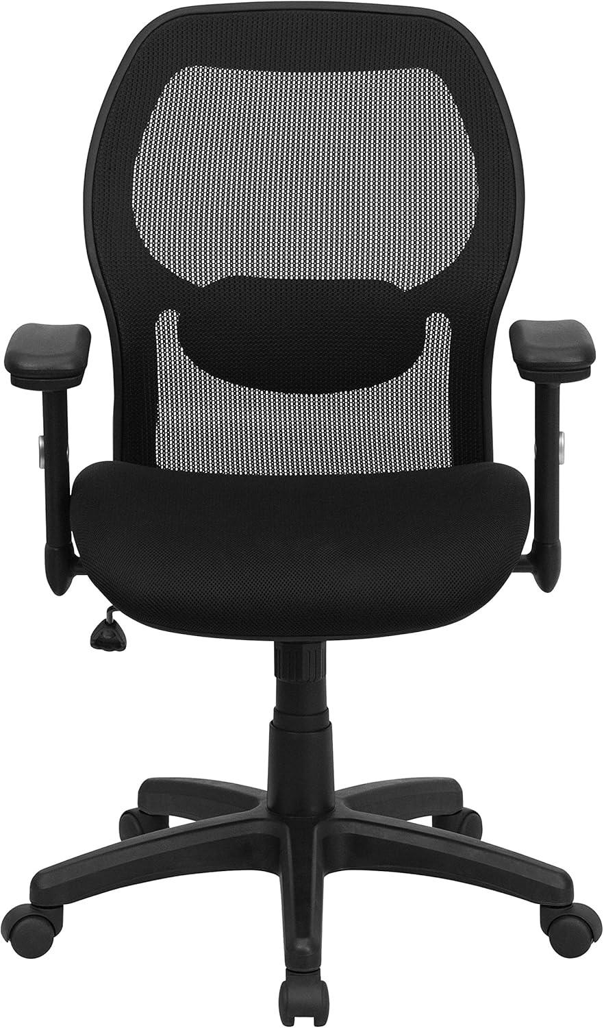 Mid-Back Black Super Mesh Executive Swivel Office Chair with Mesh Padded Seat - Belnick