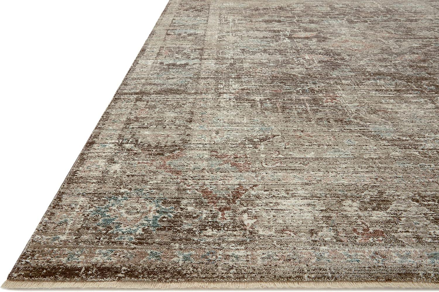 Charcoal & Dove Floral Synthetic Rectangular Area Rug