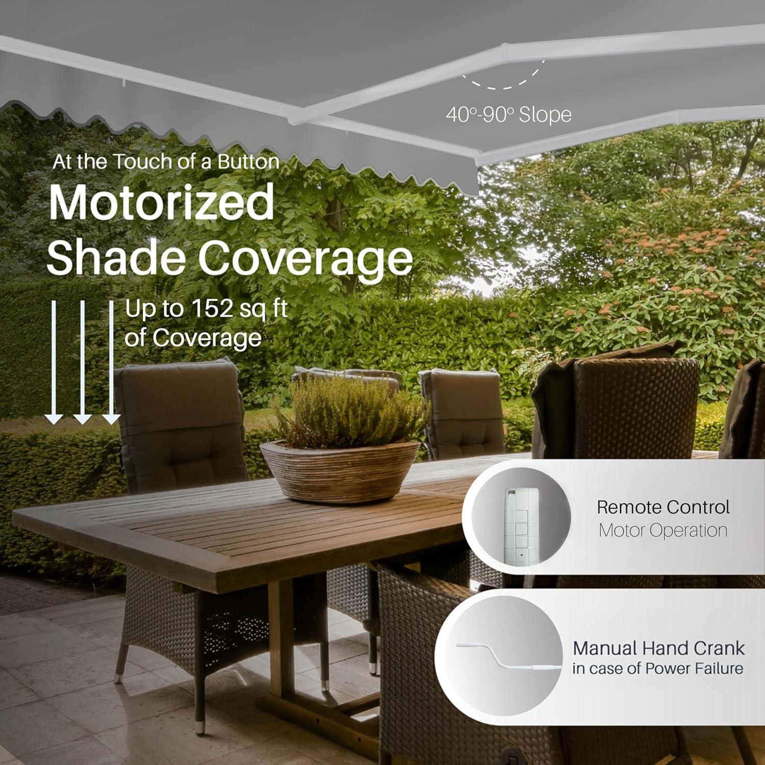 ALEKO Motorized Retractable Patio Awning- Black Frame