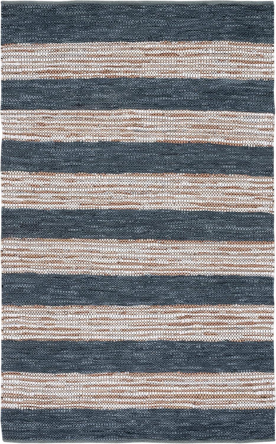 Vintage Leather VTL204 Hand Woven Area Rug - Dark Grey/Natural - 8'x10' - Safavieh.